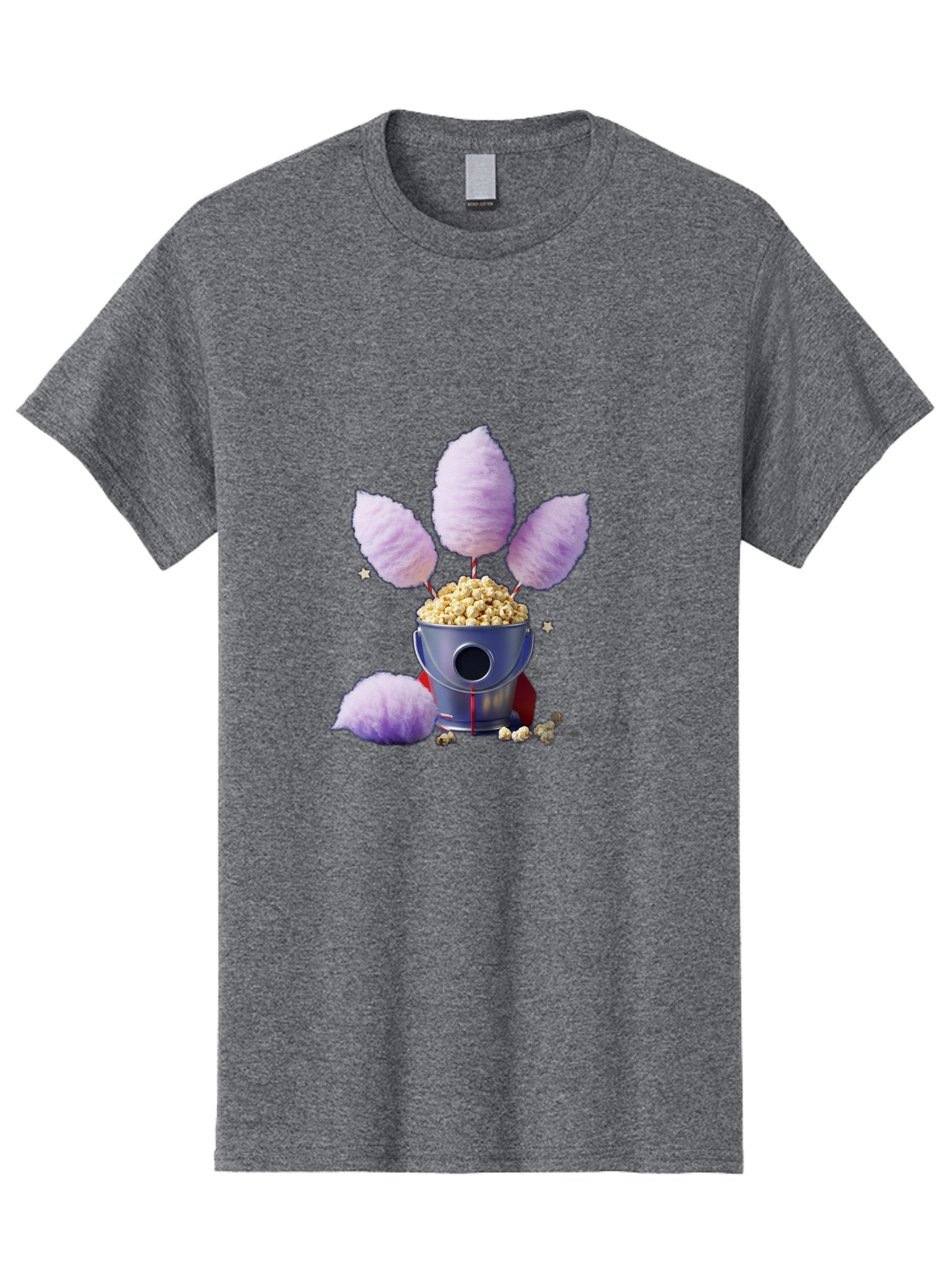 Cotton-Candy-Machine Men'S Graphic Tee, 100% Cotton, Comfortable Casual Summer Wear, Machine Washable, Cotton Candy Machine, Popcorn, Fluffy Treats, Carnival Delights, Sweet Tooth, Fun Snacks, Party Favors, Whimsical Dessert Bac922 8