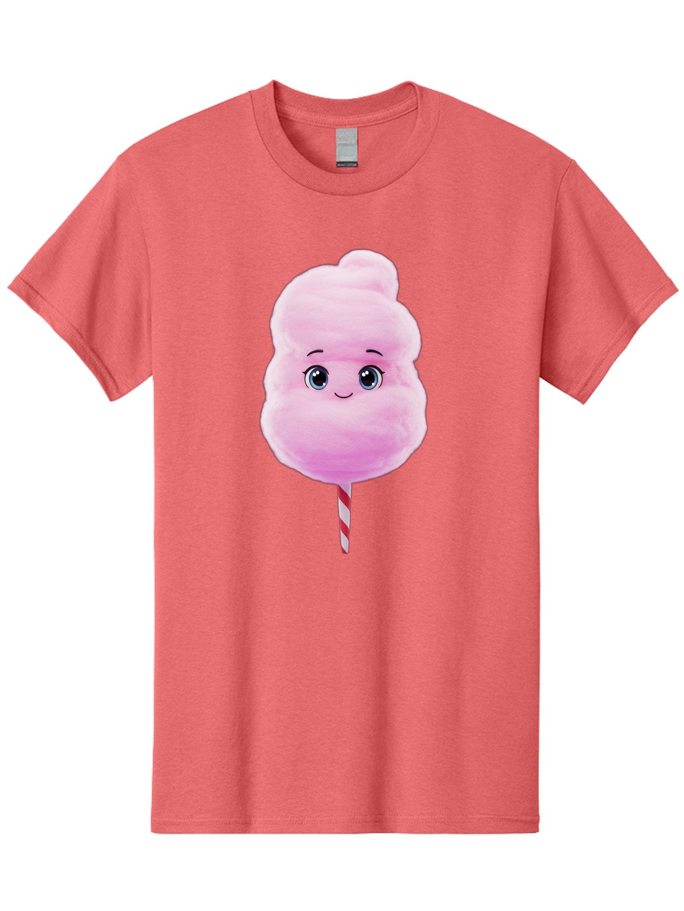 Cotton-Candy Men'S Graphic Tee, 100% Cotton, Comfortable Casual Summer Wear, Machine Washable, Pink Cotton Candy, Cartoon Character, Fluffy Treat, Sweet Snack, Fun Food, Playful Design, Cartoon Style, Fluffy Texture, Cute Face Bac923 4