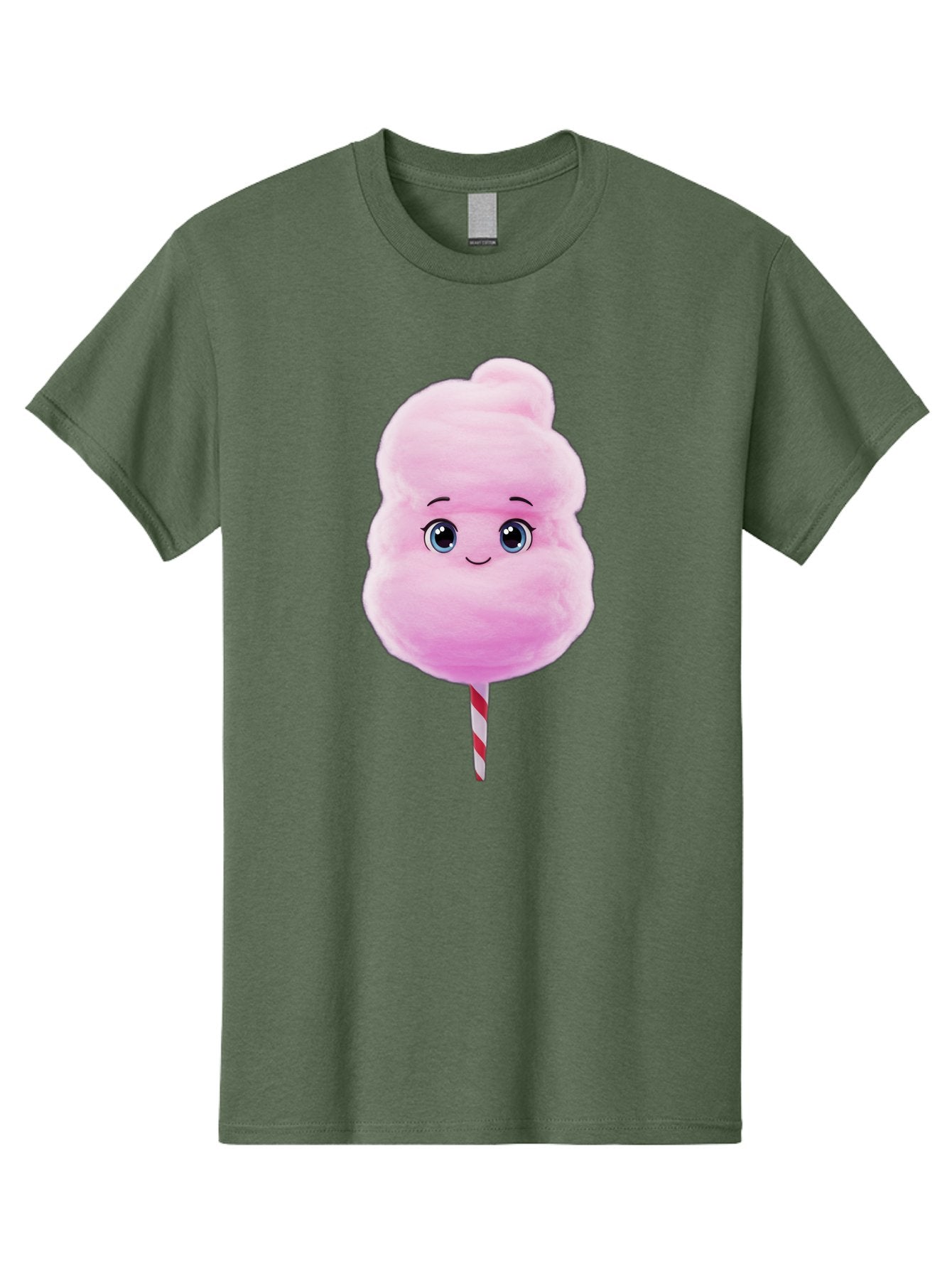 Cotton-Candy Men'S Graphic Tee, 100% Cotton, Comfortable Casual Summer Wear, Machine Washable, Pink Cotton Candy, Cartoon Character, Fluffy Treat, Sweet Snack, Fun Food, Playful Design, Cartoon Style, Fluffy Texture, Cute Face Bac923