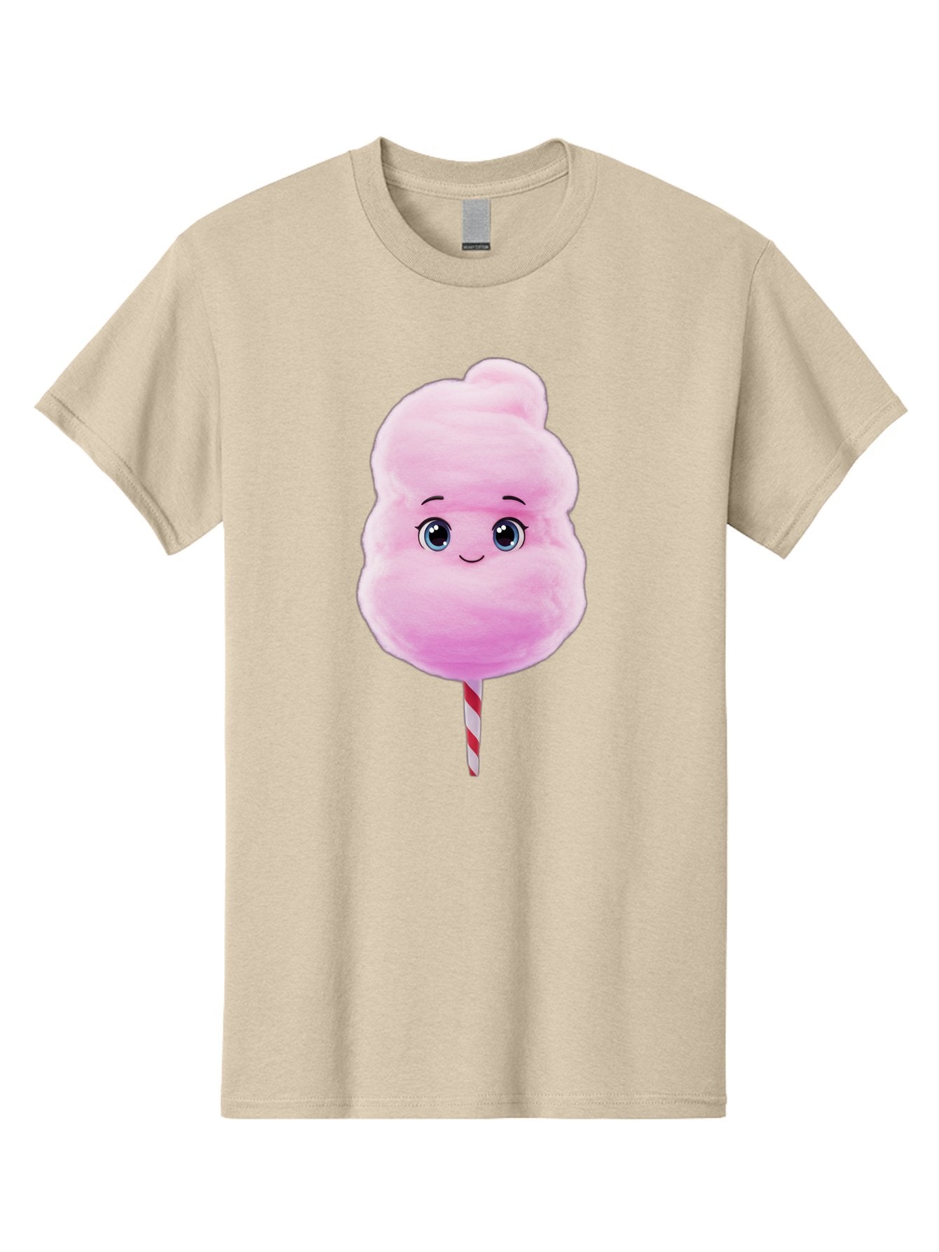 Cotton-Candy Men'S Graphic Tee, 100% Cotton, Comfortable Casual Summer Wear, Machine Washable, Pink Cotton Candy, Cartoon Character, Fluffy Treat, Sweet Snack, Fun Food, Playful Design, Cartoon Style, Fluffy Texture, Cute Face Bac923 5