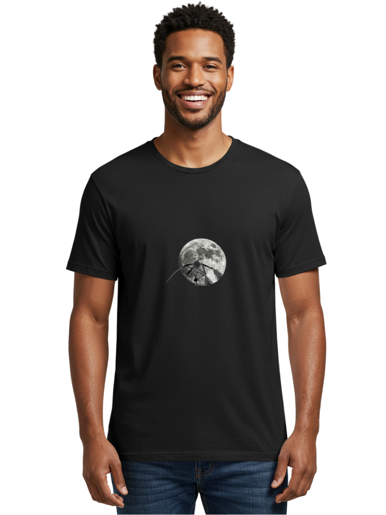 Cracked-Moon Men'S Graphic Tee, 100% Cotton, Comfortable Casual Summer Wear, Machine Washable, Horseshoe Crab Silhouette, Moonlit Night, Lunar Background, Ocean Creature, Wildlife Illustration, Marine Life, Nocturnal Animal, Abstract Art Bac925 27