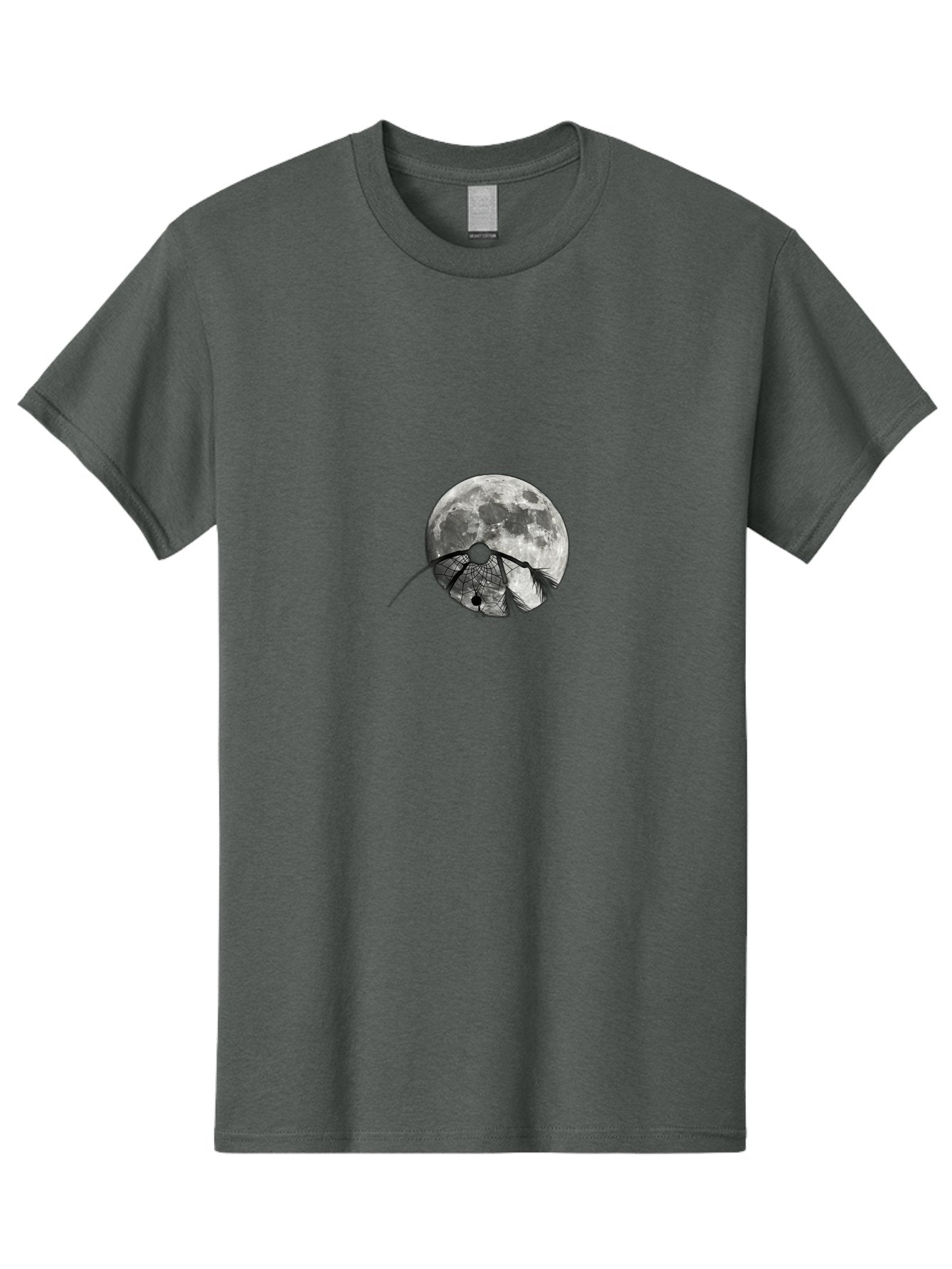 Cracked-Moon Men'S Graphic Tee, 100% Cotton, Comfortable Casual Summer Wear, Machine Washable, Horseshoe Crab Silhouette, Moonlit Night, Lunar Background, Ocean Creature, Wildlife Illustration, Marine Life, Nocturnal Animal, Abstract Art Bac925 6