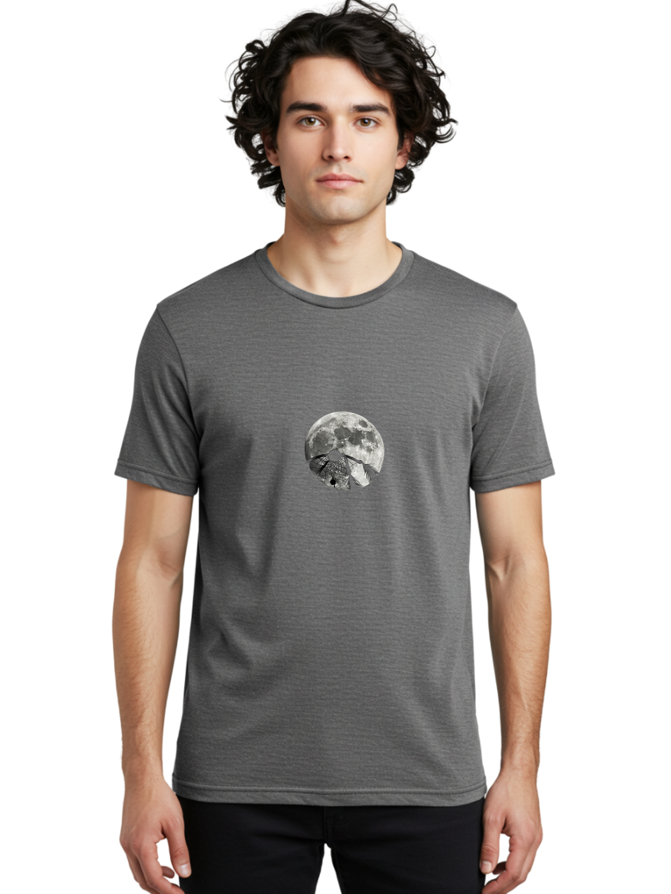 Cracked-Moon Men'S Graphic Tee, 100% Cotton, Comfortable Casual Summer Wear, Machine Washable, Horseshoe Crab Silhouette, Moonlit Night, Lunar Background, Ocean Creature, Wildlife Illustration, Marine Life, Nocturnal Animal, Abstract Art Bac925 24