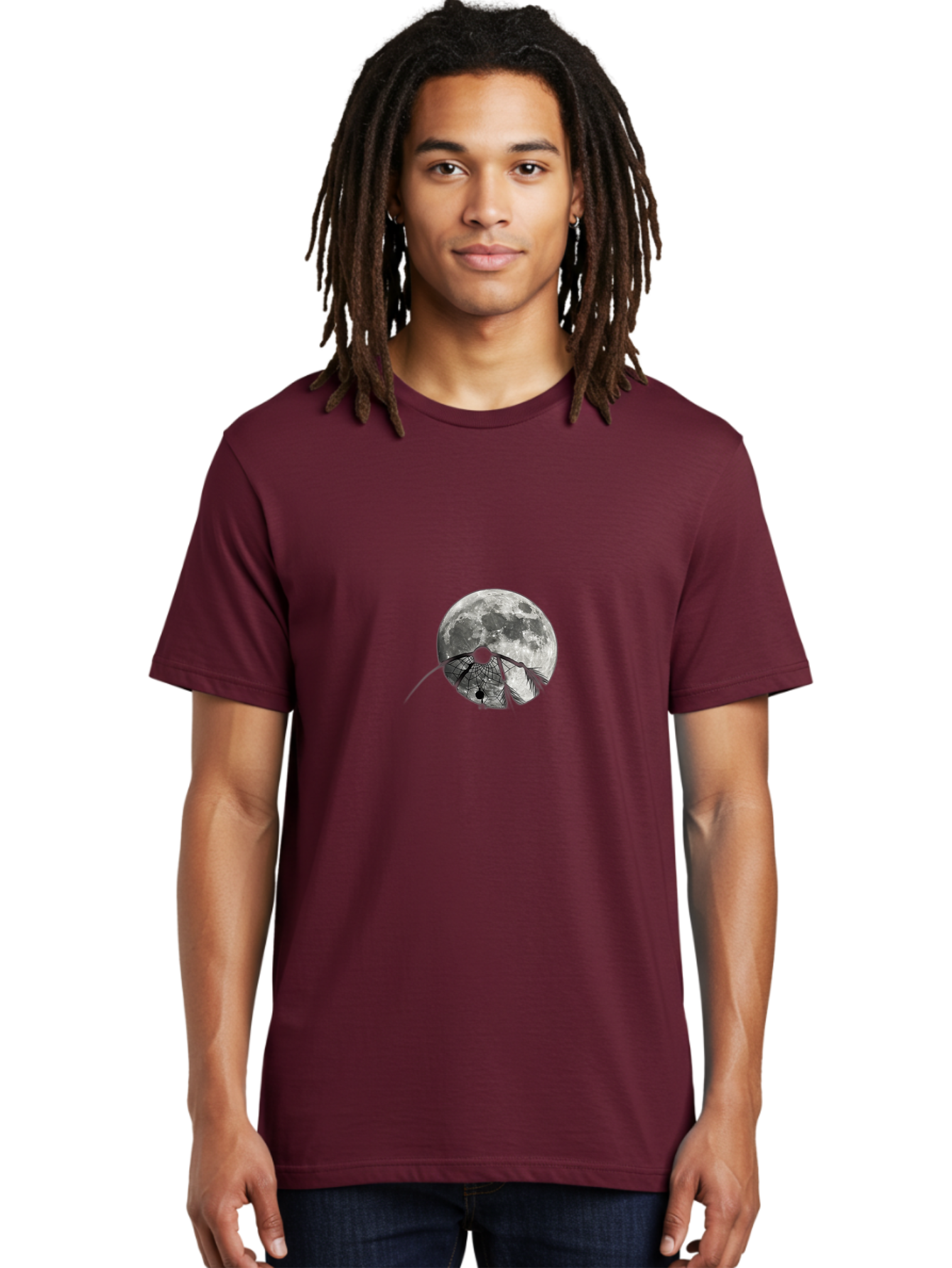 Cracked-Moon Men'S Graphic Tee, 100% Cotton, Comfortable Casual Summer Wear, Machine Washable, Horseshoe Crab Silhouette, Moonlit Night, Lunar Background, Ocean Creature, Wildlife Illustration, Marine Life, Nocturnal Animal, Abstract Art Bac925 21