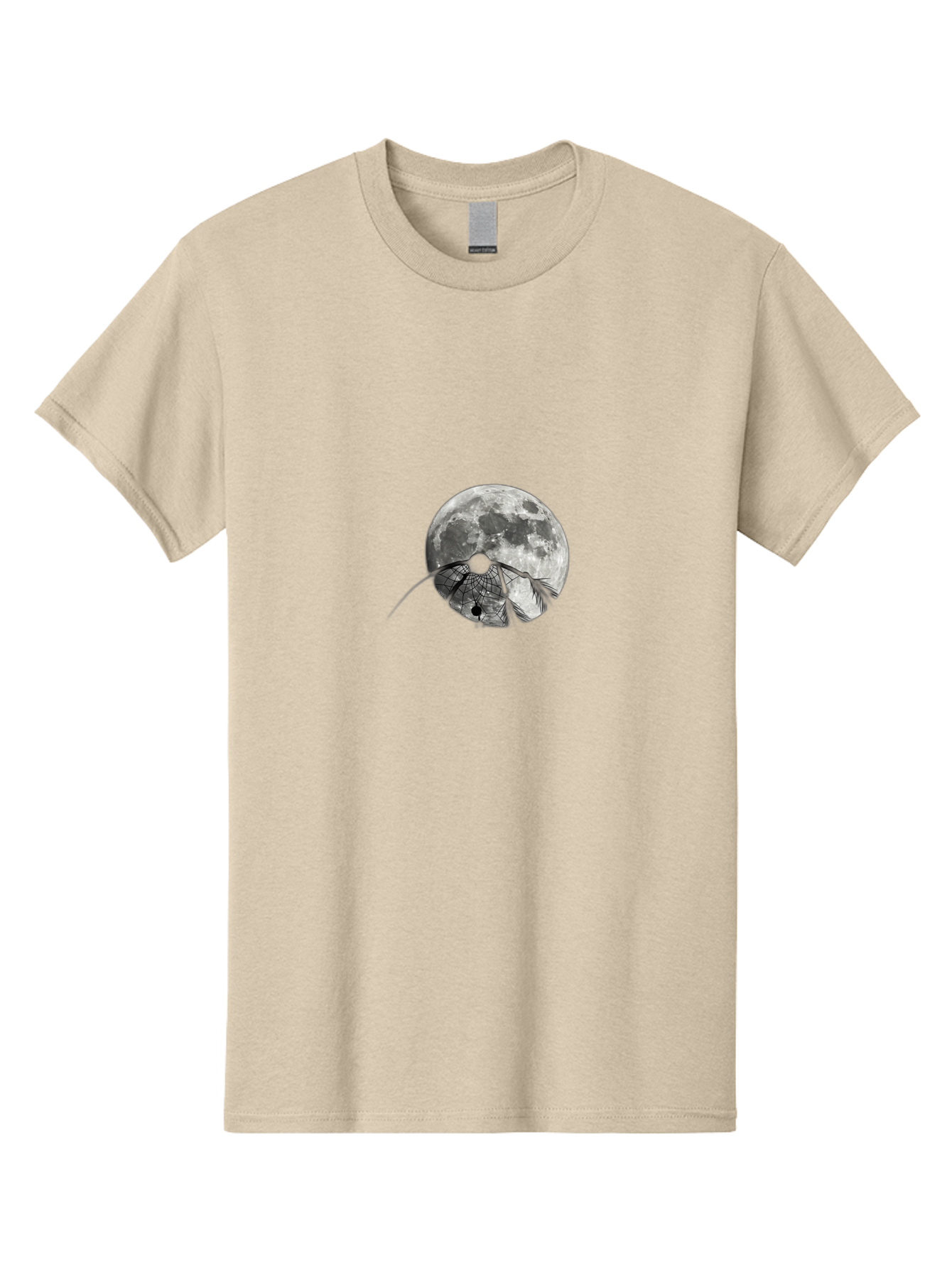 Cracked-Moon Men'S Graphic Tee, 100% Cotton, Comfortable Casual Summer Wear, Machine Washable, Horseshoe Crab Silhouette, Moonlit Night, Lunar Background, Ocean Creature, Wildlife Illustration, Marine Life, Nocturnal Animal, Abstract Art Bac925 4