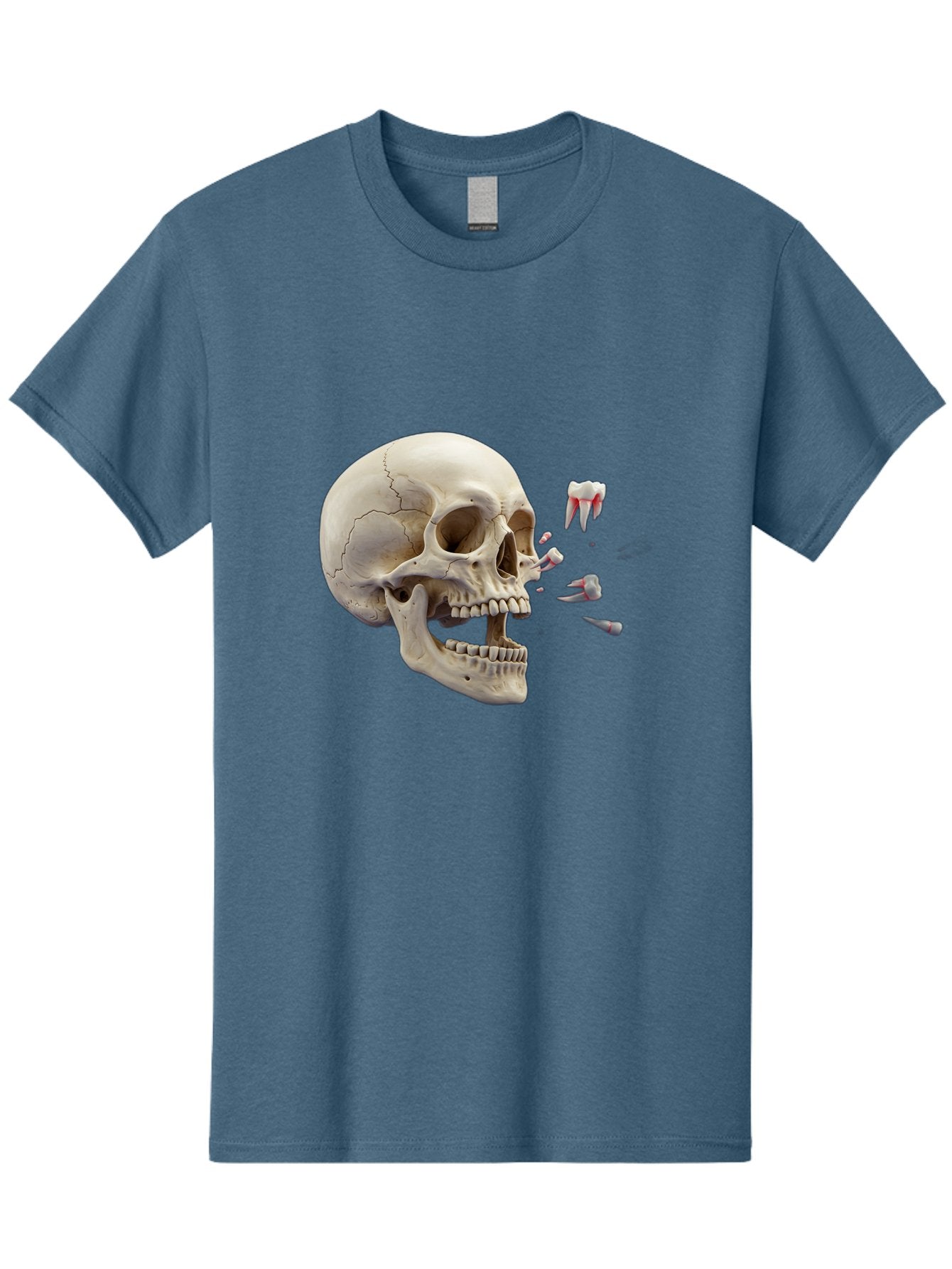 Cracked-Skull-1 Men'S Graphic Tee, 100% Cotton, Comfortable Casual Summer Wear, Machine Washable, Human Skull, Broken Jaw, Shattered Teeth, Dental Anatomy, Forensic Science, Medical Illustration, Skeleton Head, Jawbone Fracture, Bac926 14