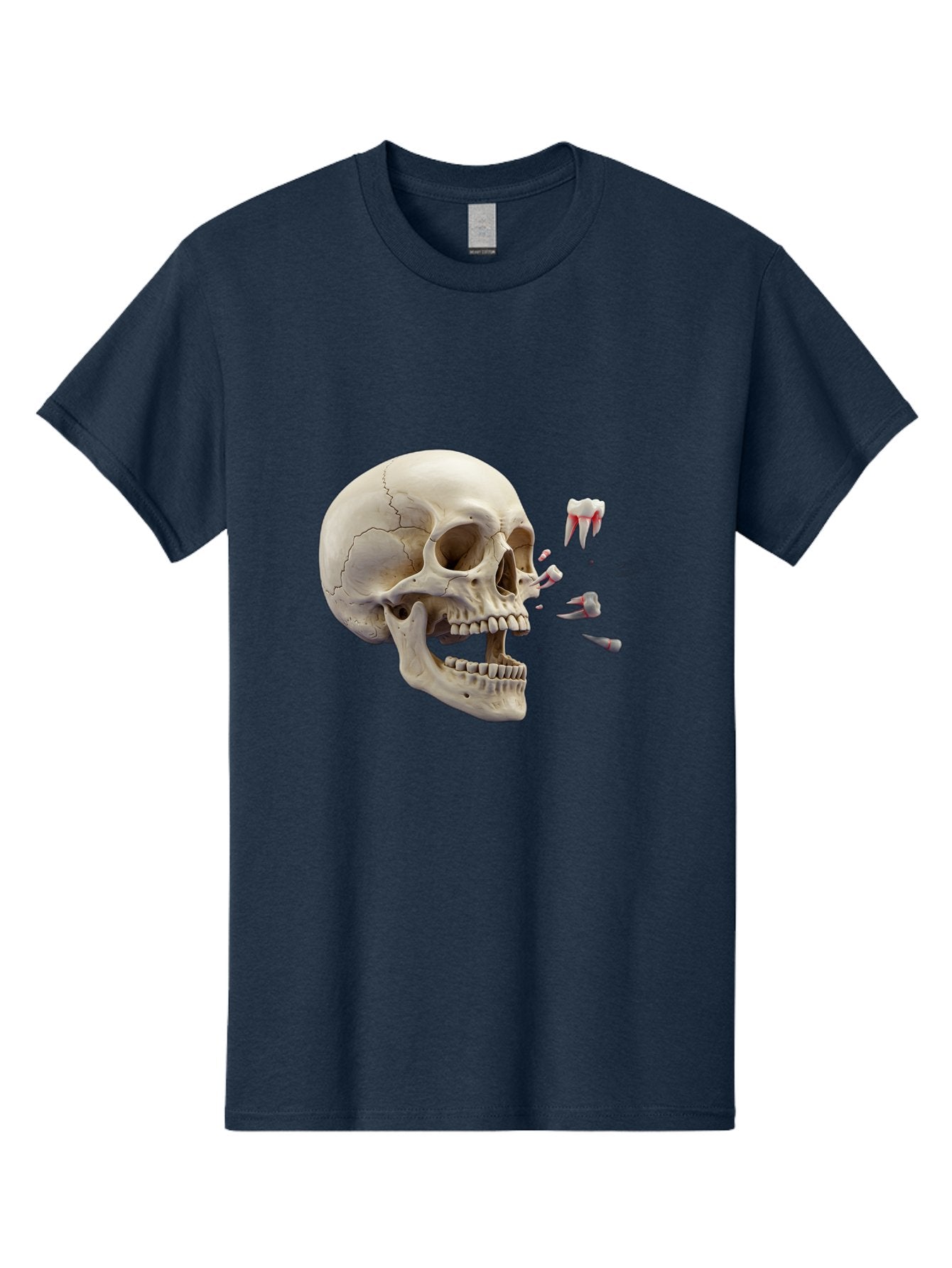 Cracked-Skull-1 Men'S Graphic Tee, 100% Cotton, Comfortable Casual Summer Wear, Machine Washable, Human Skull, Broken Jaw, Shattered Teeth, Dental Anatomy, Forensic Science, Medical Illustration, Skeleton Head, Jawbone Fracture, Bac926 15