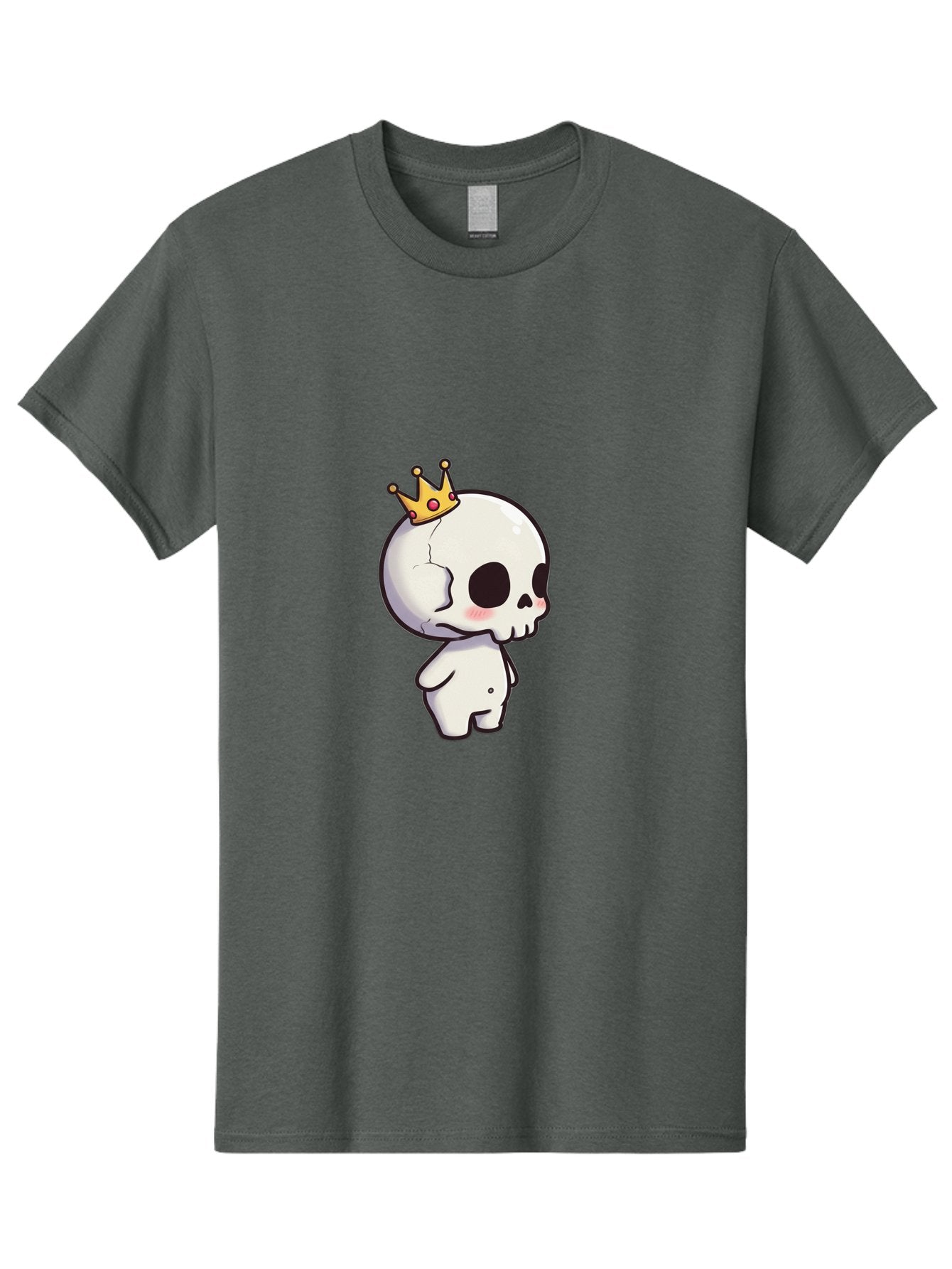 Cracked-Skull-With-Crown Men'S Graphic Tee, 100% Cotton, Comfortable Casual Summer Wear, Machine Washable, Cartoon Skull With Crown, Cute Skull, Kawaii Art, Skull Character, Crowned Character, Anime Style, Digital Illustration, Quirky Design, Bac927 10