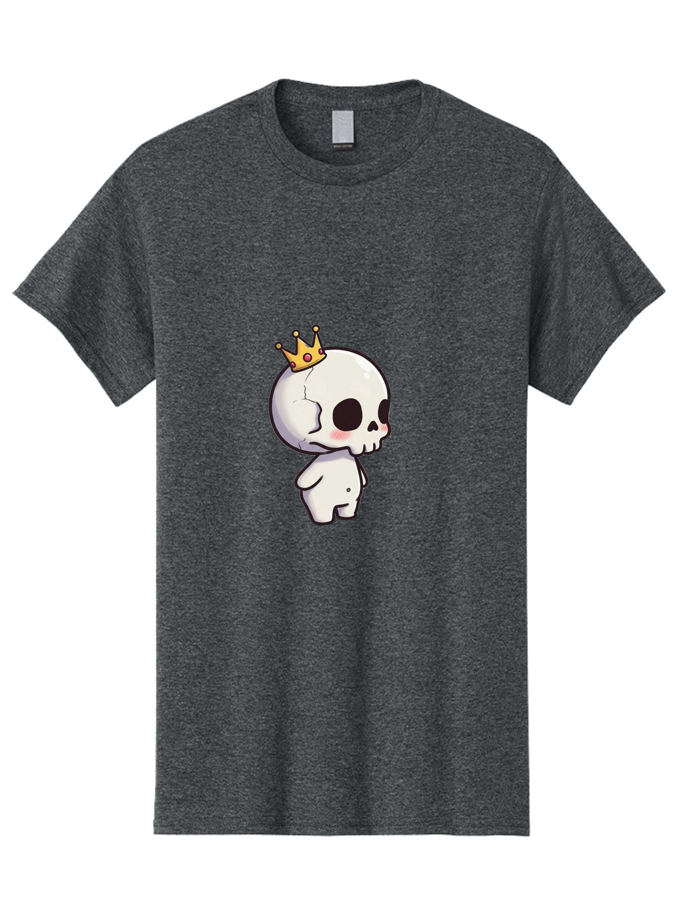 Cracked-Skull-With-Crown Men'S Graphic Tee, 100% Cotton, Comfortable Casual Summer Wear, Machine Washable, Cartoon Skull With Crown, Cute Skull, Kawaii Art, Skull Character, Crowned Character, Anime Style, Digital Illustration, Quirky Design, Bac927 5