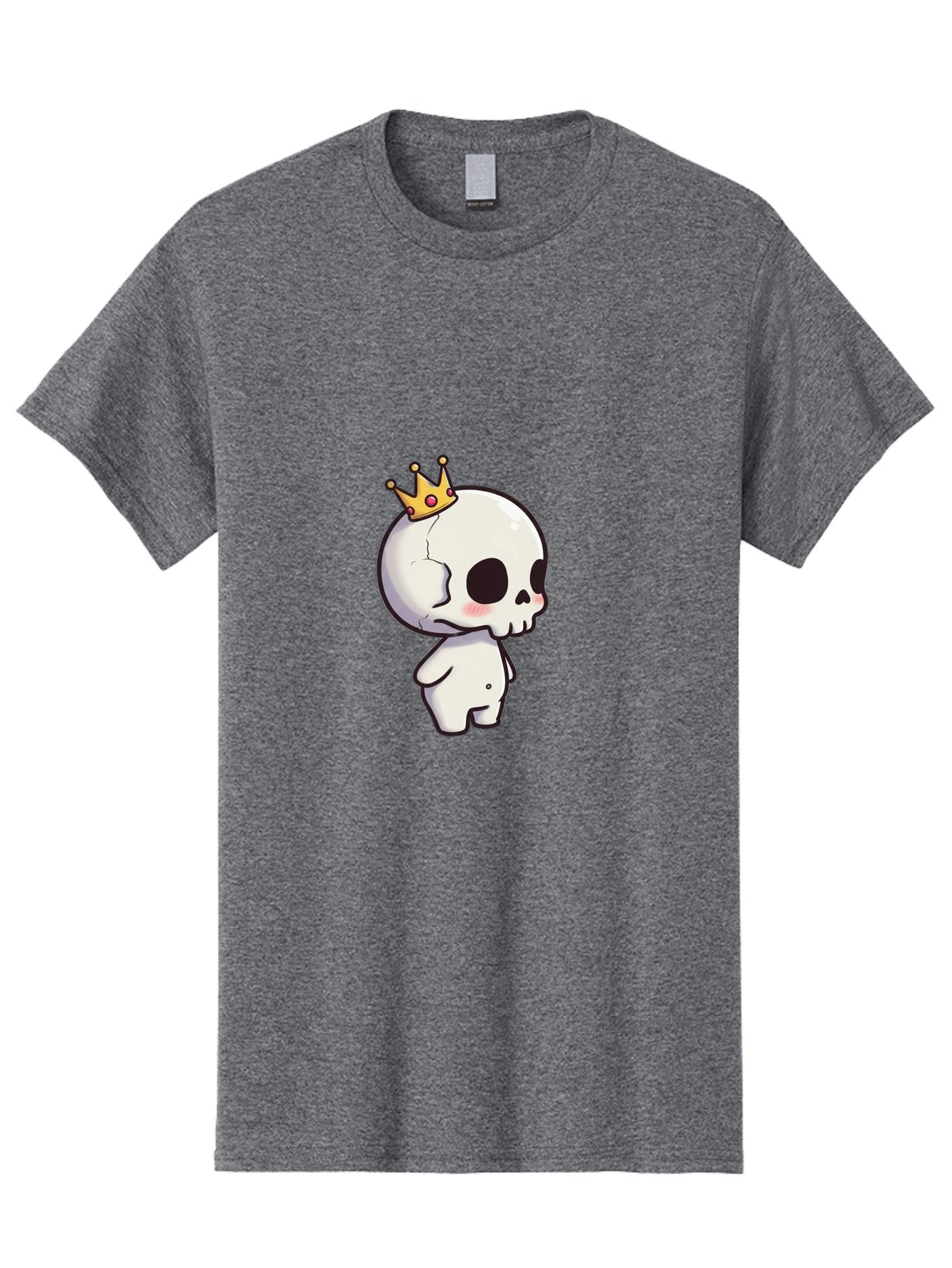 Cracked-Skull-With-Crown Men'S Graphic Tee, 100% Cotton, Comfortable Casual Summer Wear, Machine Washable, Cartoon Skull With Crown, Cute Skull, Kawaii Art, Skull Character, Crowned Character, Anime Style, Digital Illustration, Quirky Design, Bac927 9