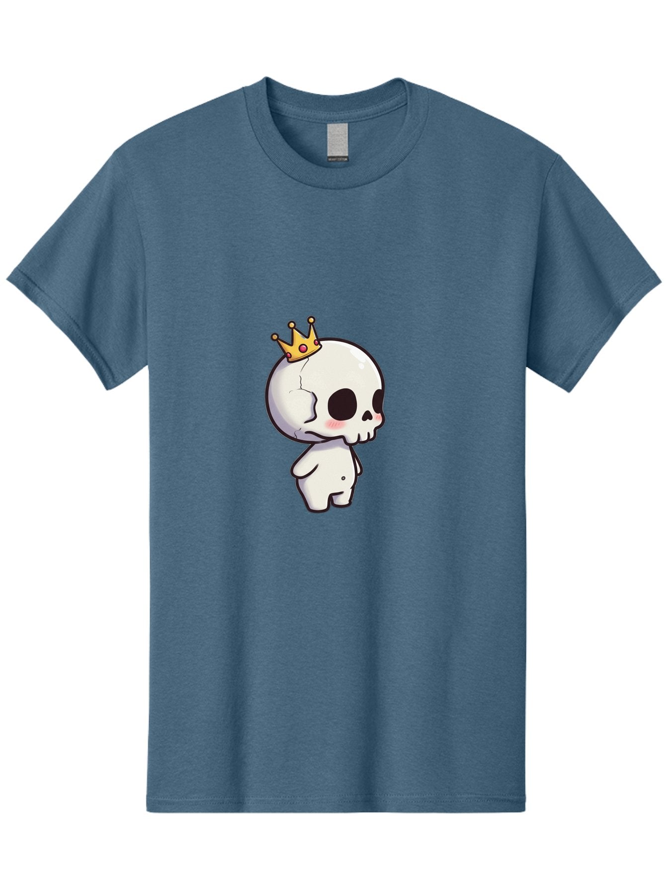 Cracked-Skull-With-Crown Men'S Graphic Tee, 100% Cotton, Comfortable Casual Summer Wear, Machine Washable, Cartoon Skull With Crown, Cute Skull, Kawaii Art, Skull Character, Crowned Character, Anime Style, Digital Illustration, Quirky Design, Bac927 8