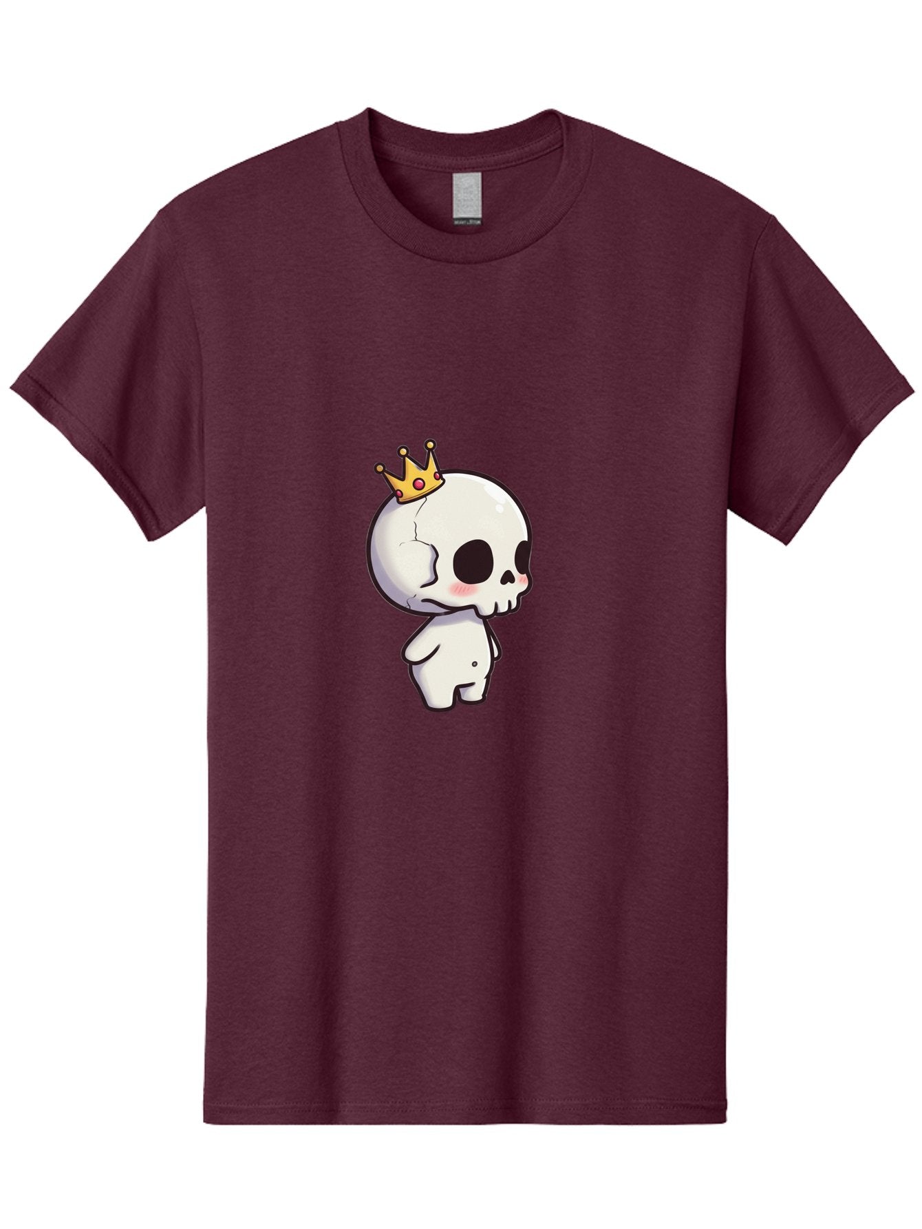 Cracked-Skull-With-Crown Men'S Graphic Tee, 100% Cotton, Comfortable Casual Summer Wear, Machine Washable, Cartoon Skull With Crown, Cute Skull, Kawaii Art, Skull Character, Crowned Character, Anime Style, Digital Illustration, Quirky Design, Bac927 4