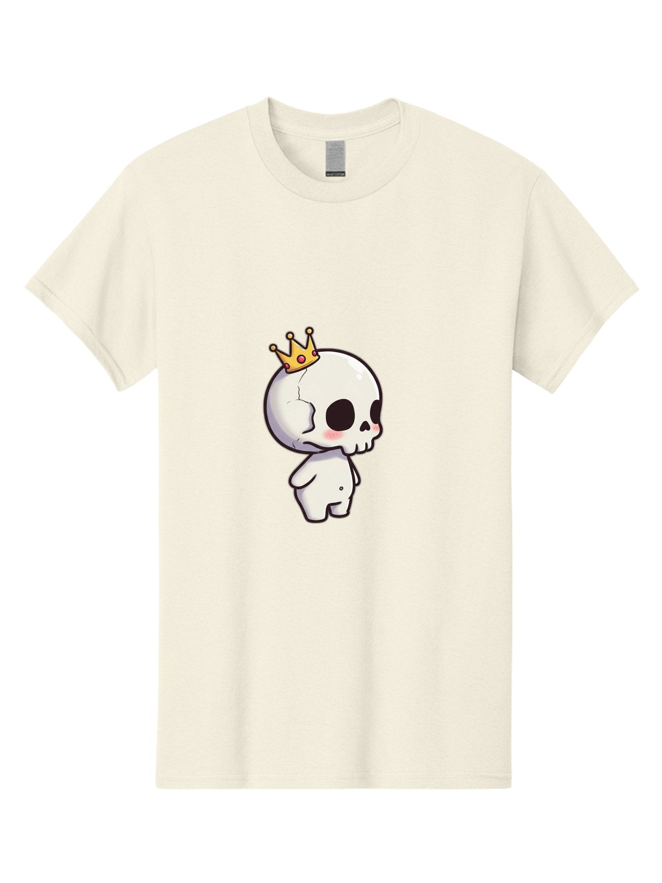 Cracked-Skull-With-Crown Men'S Graphic Tee, 100% Cotton, Comfortable Casual Summer Wear, Machine Washable, Cartoon Skull With Crown, Cute Skull, Kawaii Art, Skull Character, Crowned Character, Anime Style, Digital Illustration, Quirky Design, Bac927 14