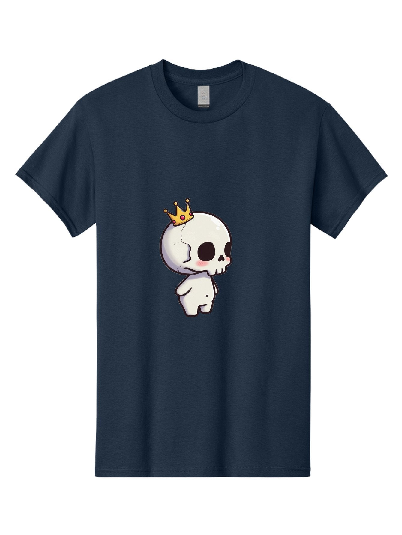 Cracked-Skull-With-Crown Men'S Graphic Tee, 100% Cotton, Comfortable Casual Summer Wear, Machine Washable, Cartoon Skull With Crown, Cute Skull, Kawaii Art, Skull Character, Crowned Character, Anime Style, Digital Illustration, Quirky Design, Bac927