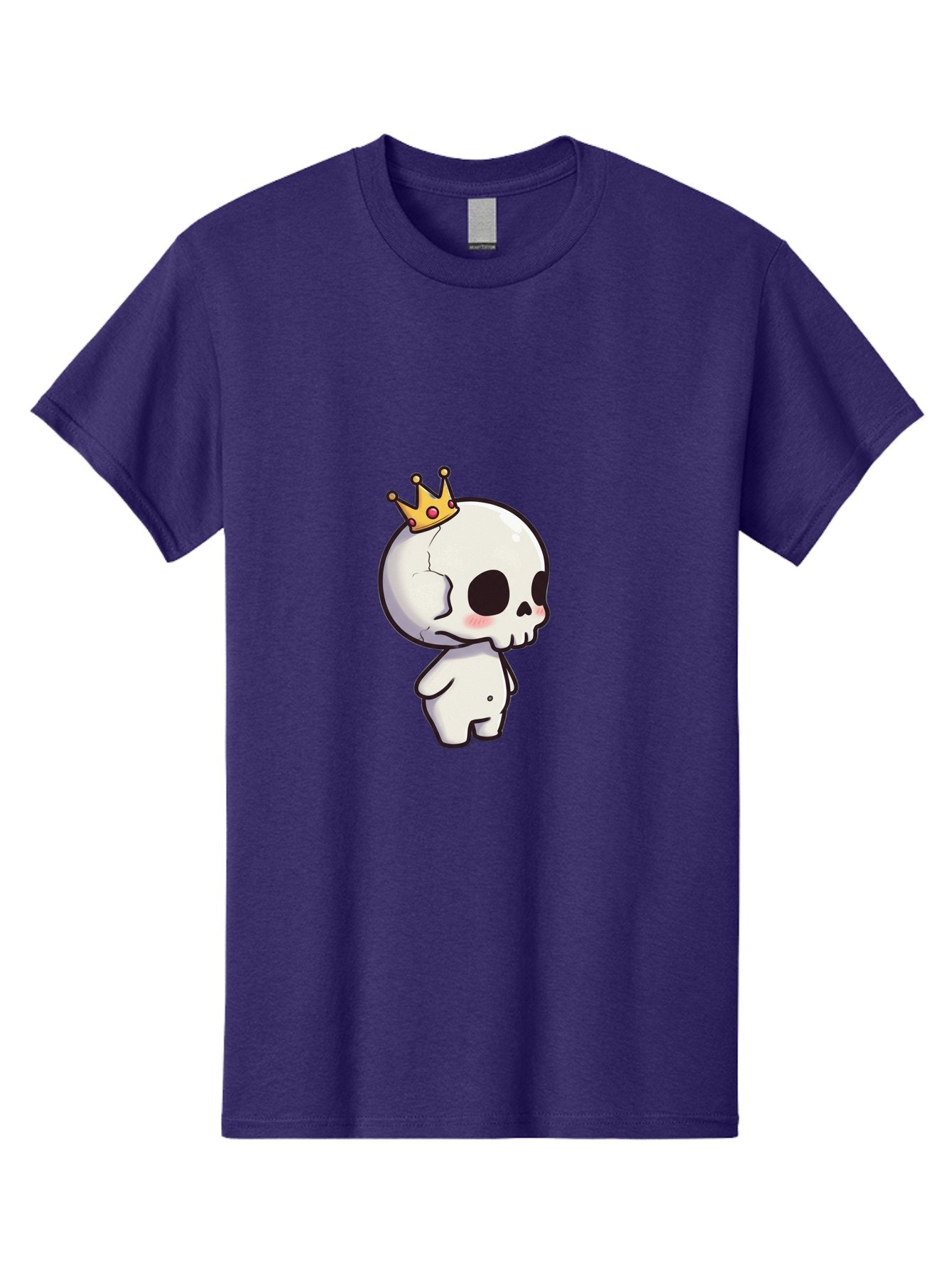 Cracked-Skull-With-Crown Men'S Graphic Tee, 100% Cotton, Comfortable Casual Summer Wear, Machine Washable, Cartoon Skull With Crown, Cute Skull, Kawaii Art, Skull Character, Crowned Character, Anime Style, Digital Illustration, Quirky Design, Bac927 6