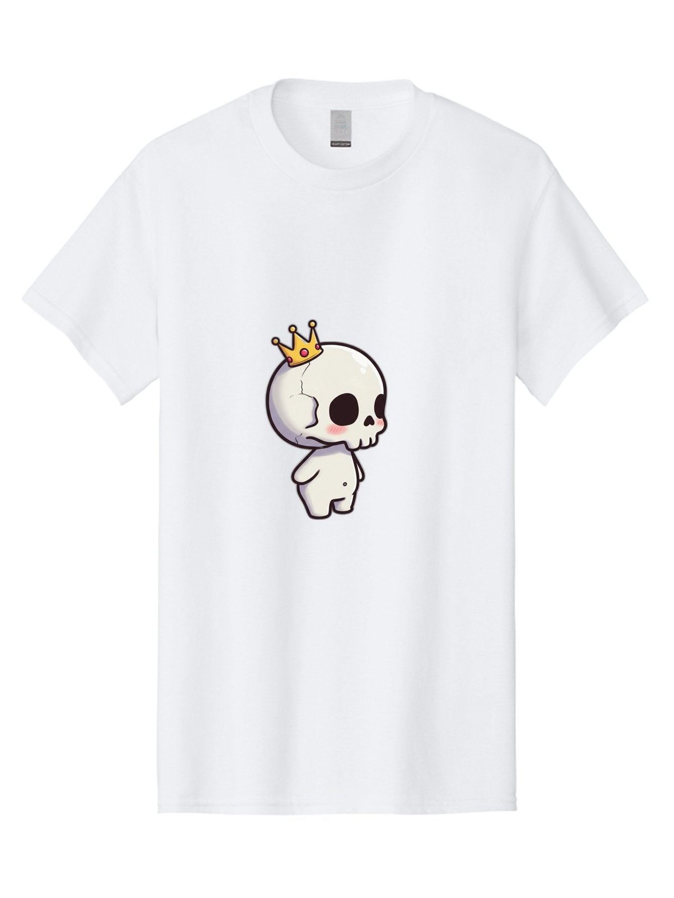 Cracked-Skull-With-Crown Men'S Graphic Tee, 100% Cotton, Comfortable Casual Summer Wear, Machine Washable, Cartoon Skull With Crown, Cute Skull, Kawaii Art, Skull Character, Crowned Character, Anime Style, Digital Illustration, Quirky Design, Bac927 13