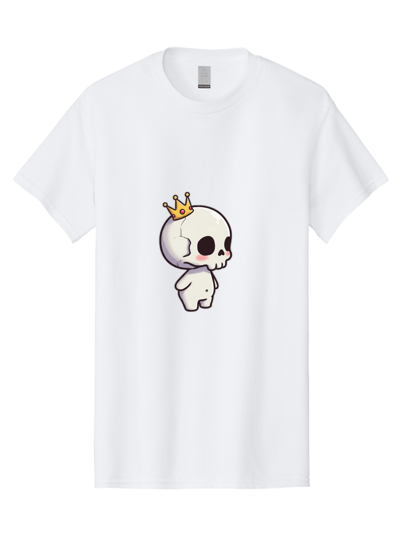 Cracked-Skull-With-Crown Men'S Graphic Tee, 100% Cotton, Comfortable Casual Summer Wear, Machine Washable, Cartoon Skull With Crown, Cute Skull, Kawaii Art, Skull Character, Crowned Character, Anime Style, Digital Illustration, Quirky Design, Bac927 15
