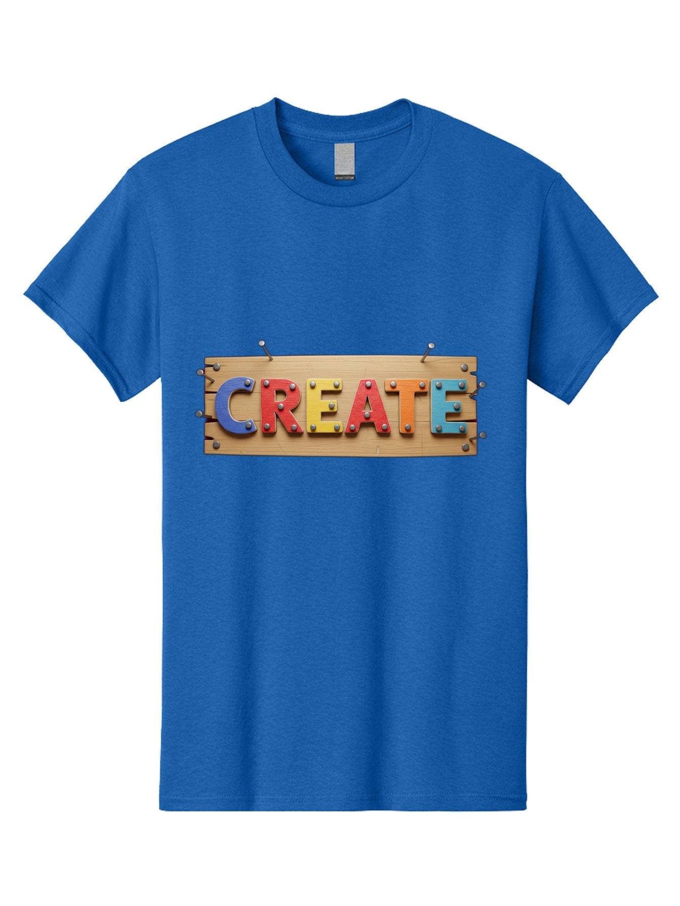 Create Men'S Graphic Tee, 100% Cotton, Comfortable Casual Summer Wear, Machine Washable, Create Sign, Wooden Board, Colorful Letters, Metal Screws, Creative Inspiration, Artistic Expression, Diy Projects, Imagination Sparks, Vibrant Colors Bac930 8