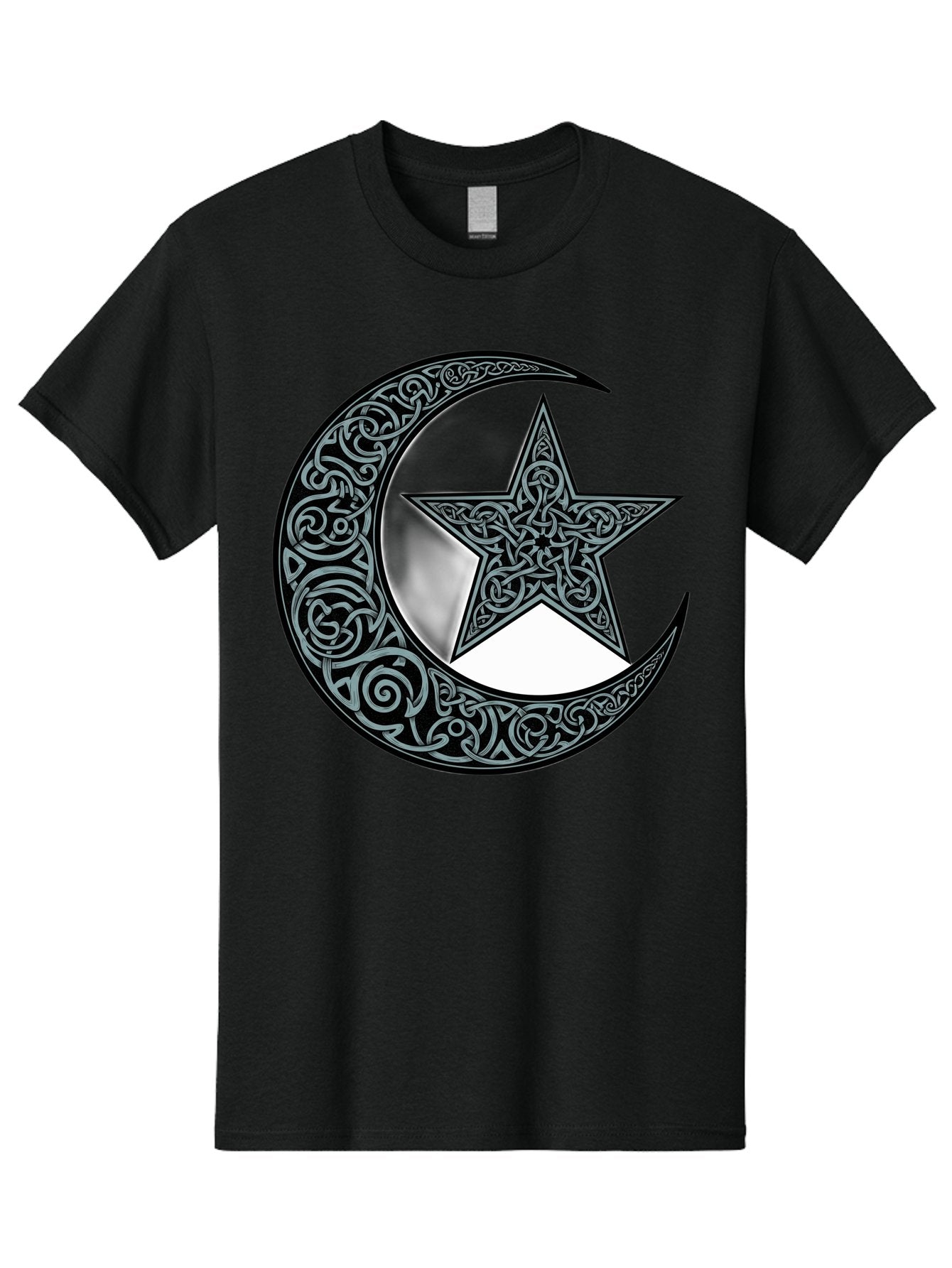 Crescent-Moon-Star Men'S Graphic Tee, 100% Cotton, Comfortable Casual Summer Wear, Machine Washable, Crescent Moon, Star Symbol, Islamic Symbol, Arabic Art, Intricate Designs, Ornate Patterns, Cultural Heritage, Islamic Art, Bac933