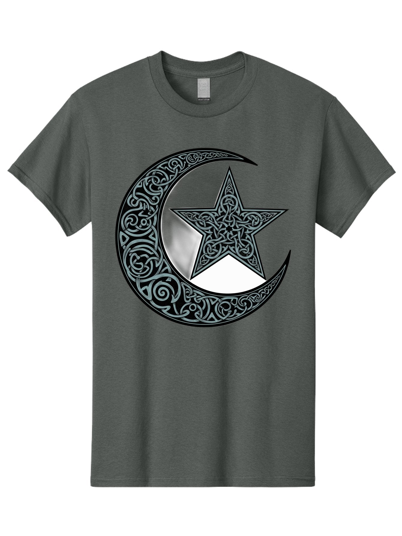 Crescent-Moon-Star Men'S Graphic Tee, 100% Cotton, Comfortable Casual Summer Wear, Machine Washable, Crescent Moon, Star Symbol, Islamic Symbol, Arabic Art, Intricate Designs, Ornate Patterns, Cultural Heritage, Islamic Art, Bac933 3