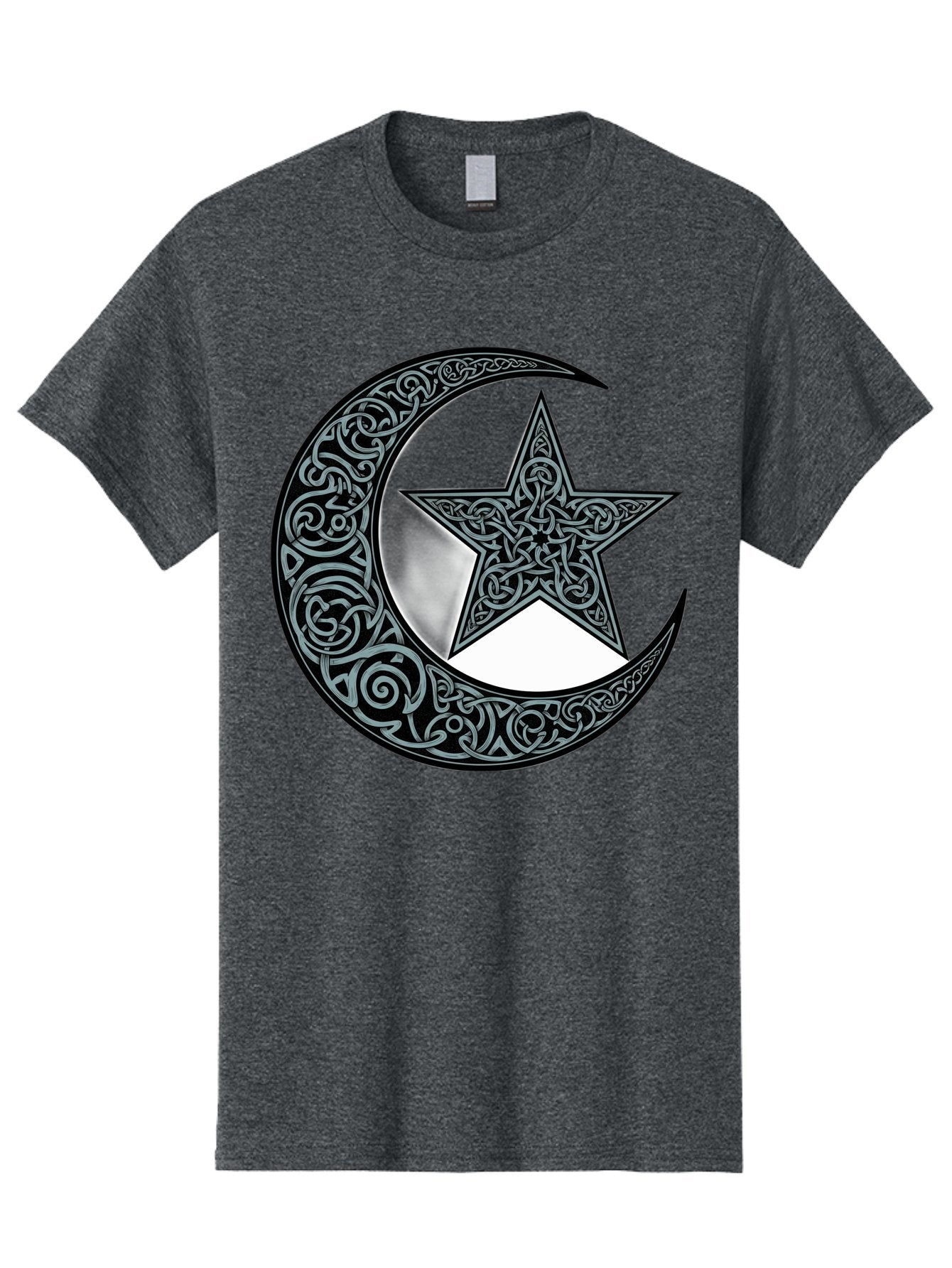 Crescent-Moon-Star Men'S Graphic Tee, 100% Cotton, Comfortable Casual Summer Wear, Machine Washable, Crescent Moon, Star Symbol, Islamic Symbol, Arabic Art, Intricate Designs, Ornate Patterns, Cultural Heritage, Islamic Art, Bac933