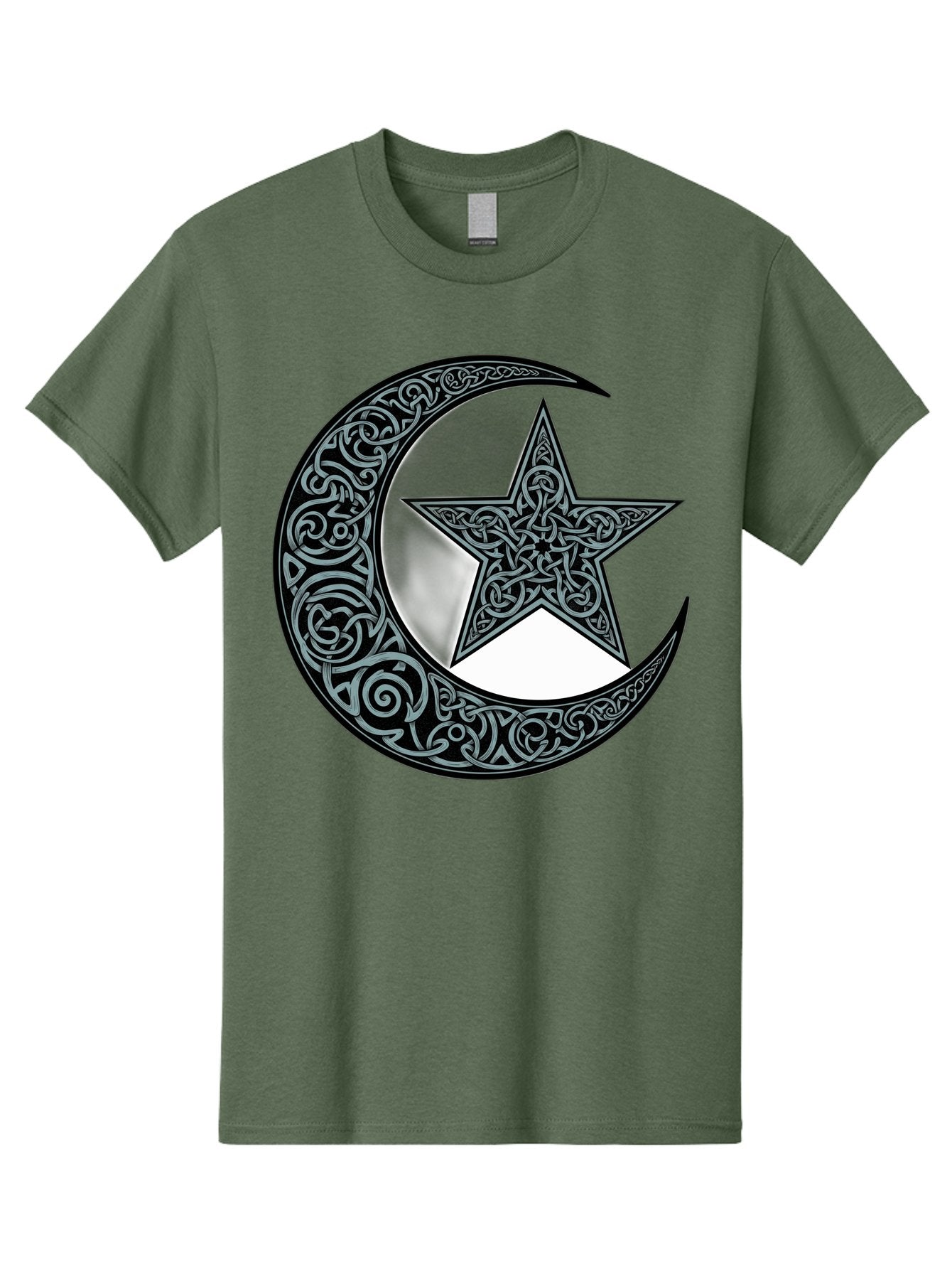 Crescent-Moon-Star Men'S Graphic Tee, 100% Cotton, Comfortable Casual Summer Wear, Machine Washable, Crescent Moon, Star Symbol, Islamic Symbol, Arabic Art, Intricate Designs, Ornate Patterns, Cultural Heritage, Islamic Art, Bac933 4