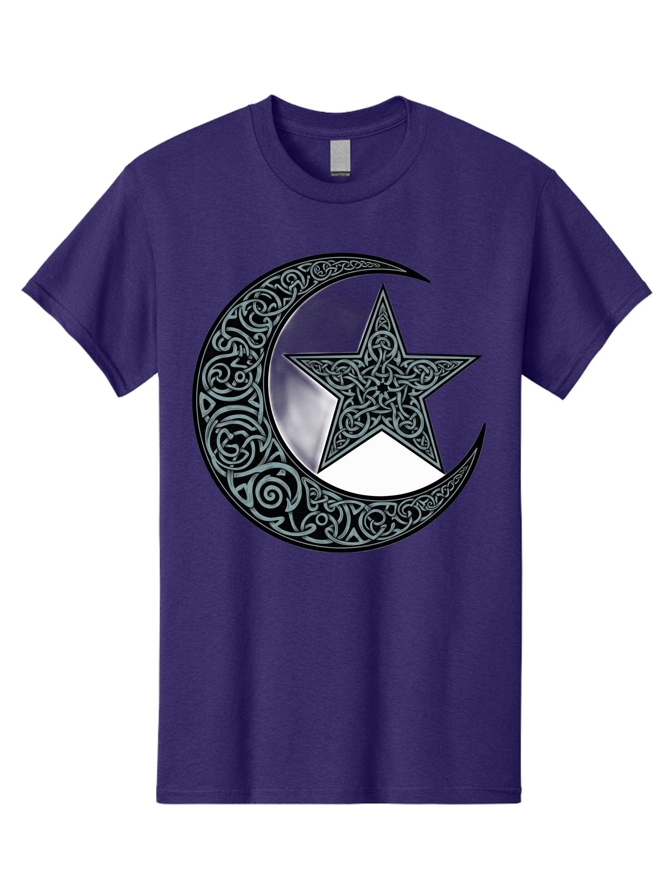 Crescent-Moon-Star Men'S Graphic Tee, 100% Cotton, Comfortable Casual Summer Wear, Machine Washable, Crescent Moon, Star Symbol, Islamic Symbol, Arabic Art, Intricate Designs, Ornate Patterns, Cultural Heritage, Islamic Art, Bac933 9