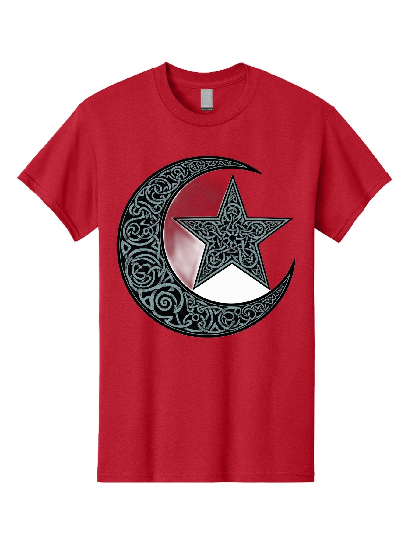 Crescent-Moon-Star Men'S Graphic Tee, 100% Cotton, Comfortable Casual Summer Wear, Machine Washable, Crescent Moon, Star Symbol, Islamic Symbol, Arabic Art, Intricate Designs, Ornate Patterns, Cultural Heritage, Islamic Art, Bac933 14