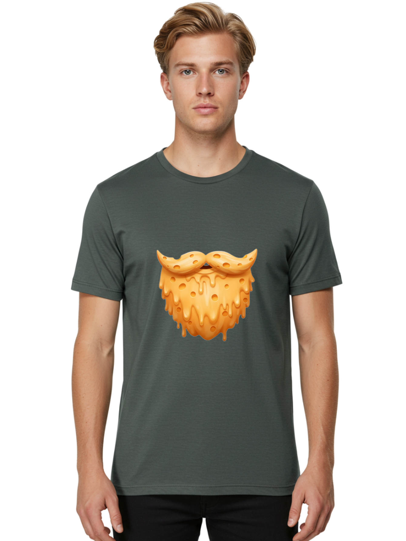 Croissant-With-Mustache Men'S Graphic Tee, 100% Cotton, Comfortable Casual Summer Wear, Machine Washable, Doughnut With Mustache, Sweet Treats, Baked Goods, Quirky Humor, Funny Faces, Dessert Lovers, Creative Food Art, Playful Graphics Bac936 18