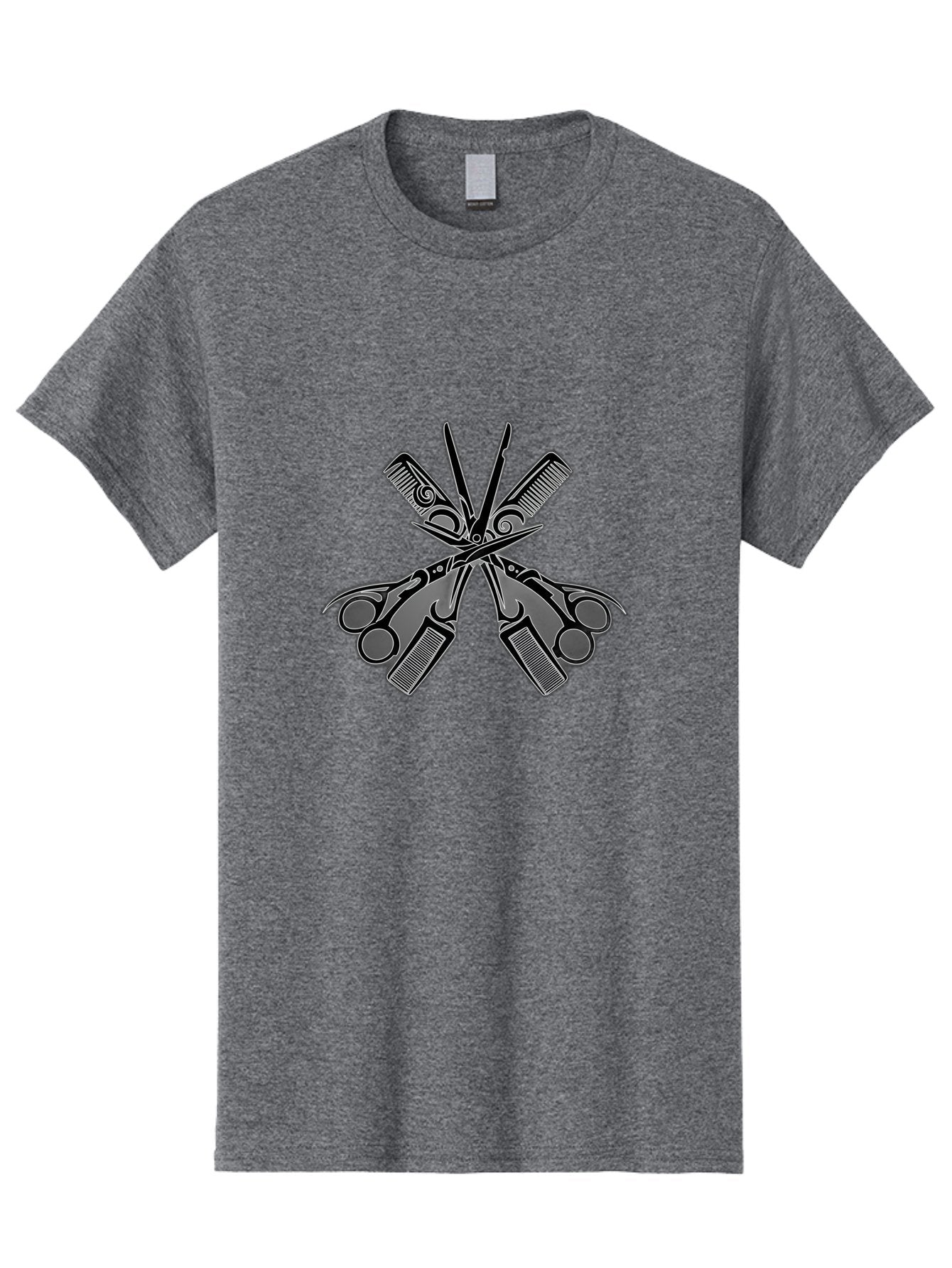 Crossed-Scissors-And-Razors Men'S Graphic Tee, 100% Cotton, Comfortable Casual Summer Wear, Machine Washable, Barber Scissors, Hair Clippers, Grooming Equipment, Salon Tools, Barber Shop, Cutting Instruments, Hairstyling, Grooming Supplies, Bac940 8
