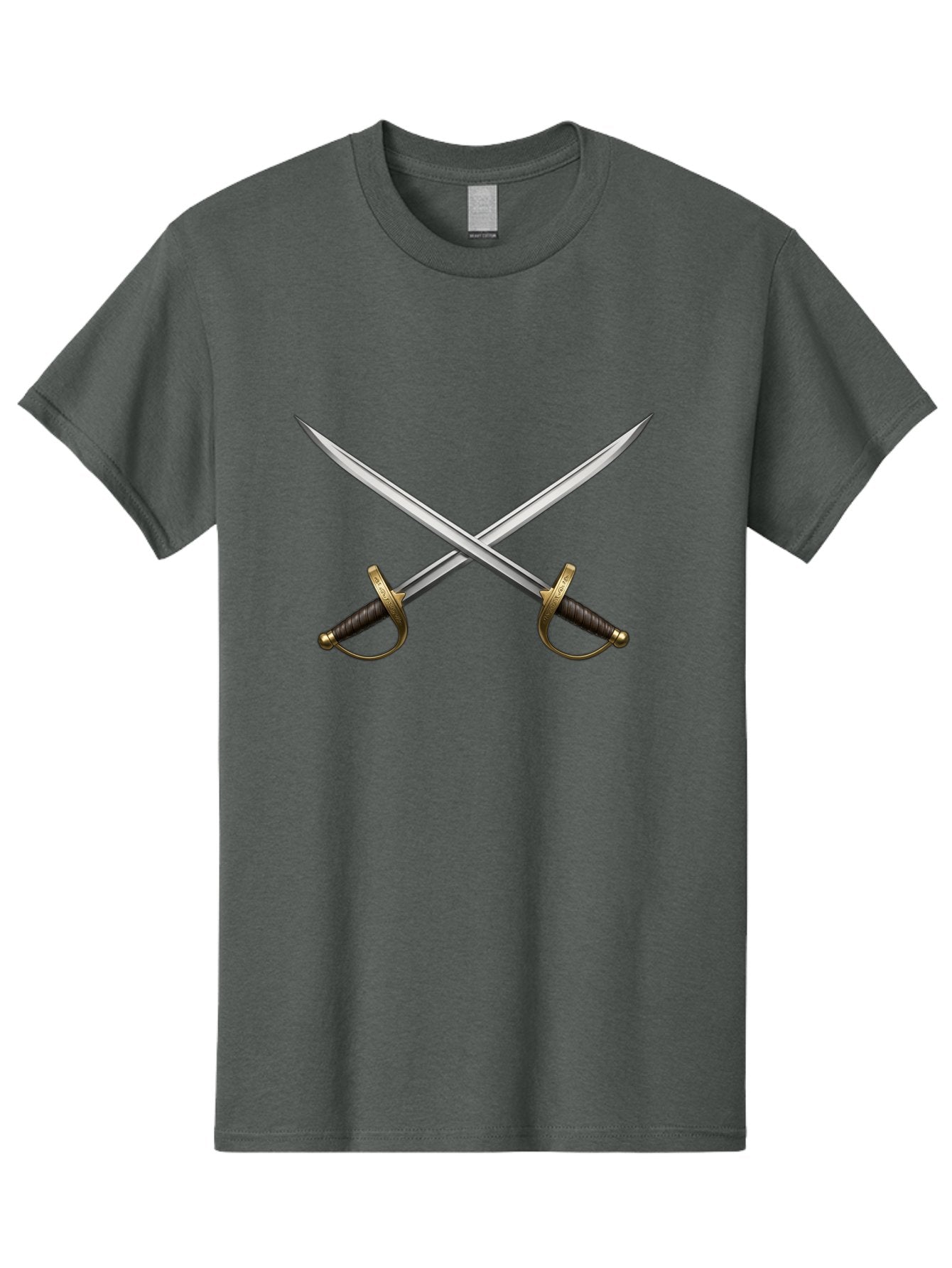 Crossed-Swords-3 Men'S Graphic Tee, 100% Cotton, Comfortable Casual Summer Wear, Machine Washable, Crossed Swords, Dueling Swords, Medieval Swords, Sharp Blades, Black Handles, Gold Accents, Symbolic Imagery, Martial Arts, Historical Combat Bac943 6
