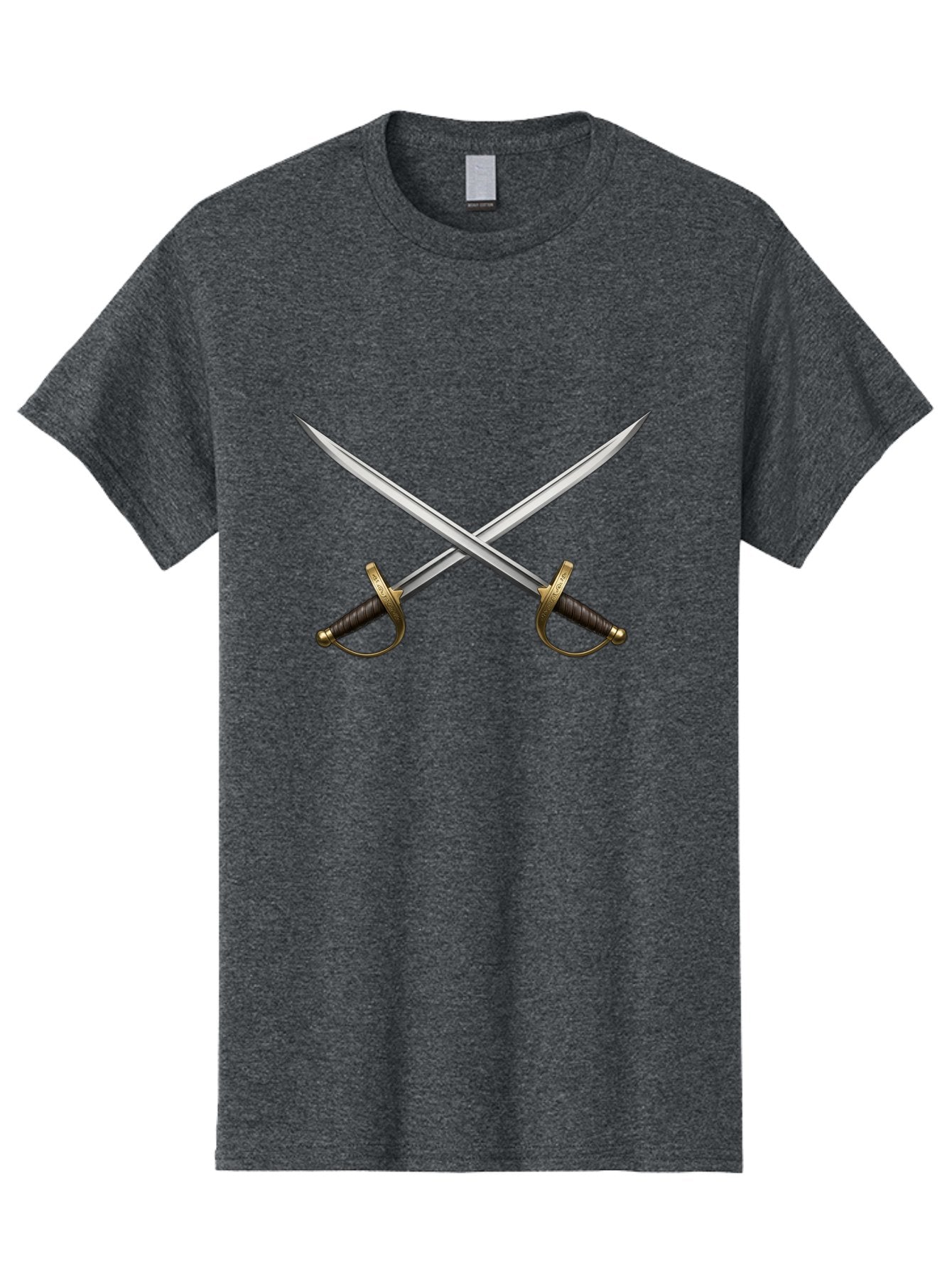 Crossed-Swords-3 Men'S Graphic Tee, 100% Cotton, Comfortable Casual Summer Wear, Machine Washable, Crossed Swords, Dueling Swords, Medieval Swords, Sharp Blades, Black Handles, Gold Accents, Symbolic Imagery, Martial Arts, Historical Combat Bac943 12