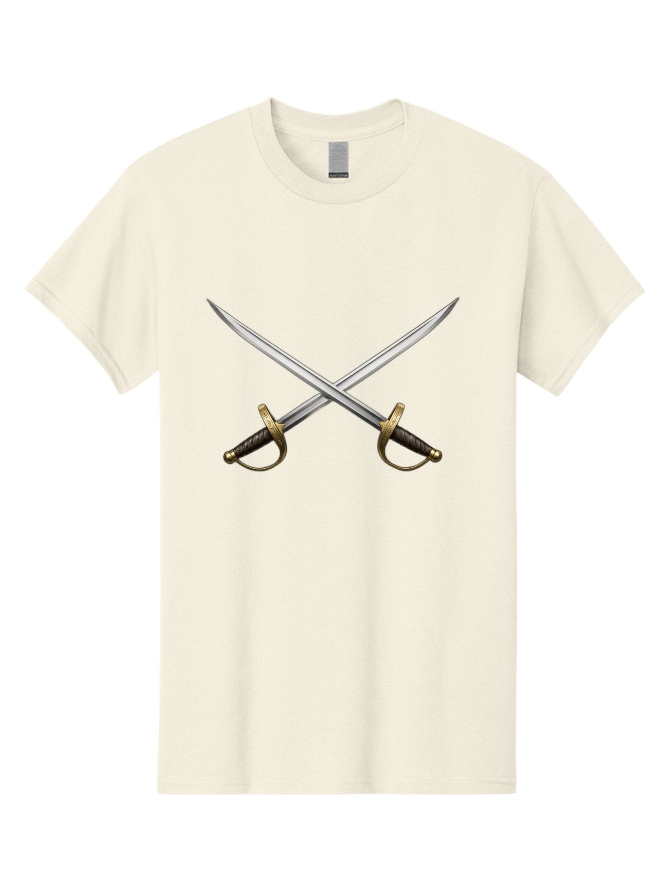 Crossed-Swords-3 Men'S Graphic Tee, 100% Cotton, Comfortable Casual Summer Wear, Machine Washable, Crossed Swords, Dueling Swords, Medieval Swords, Sharp Blades, Black Handles, Gold Accents, Symbolic Imagery, Martial Arts, Historical Combat Bac943 11