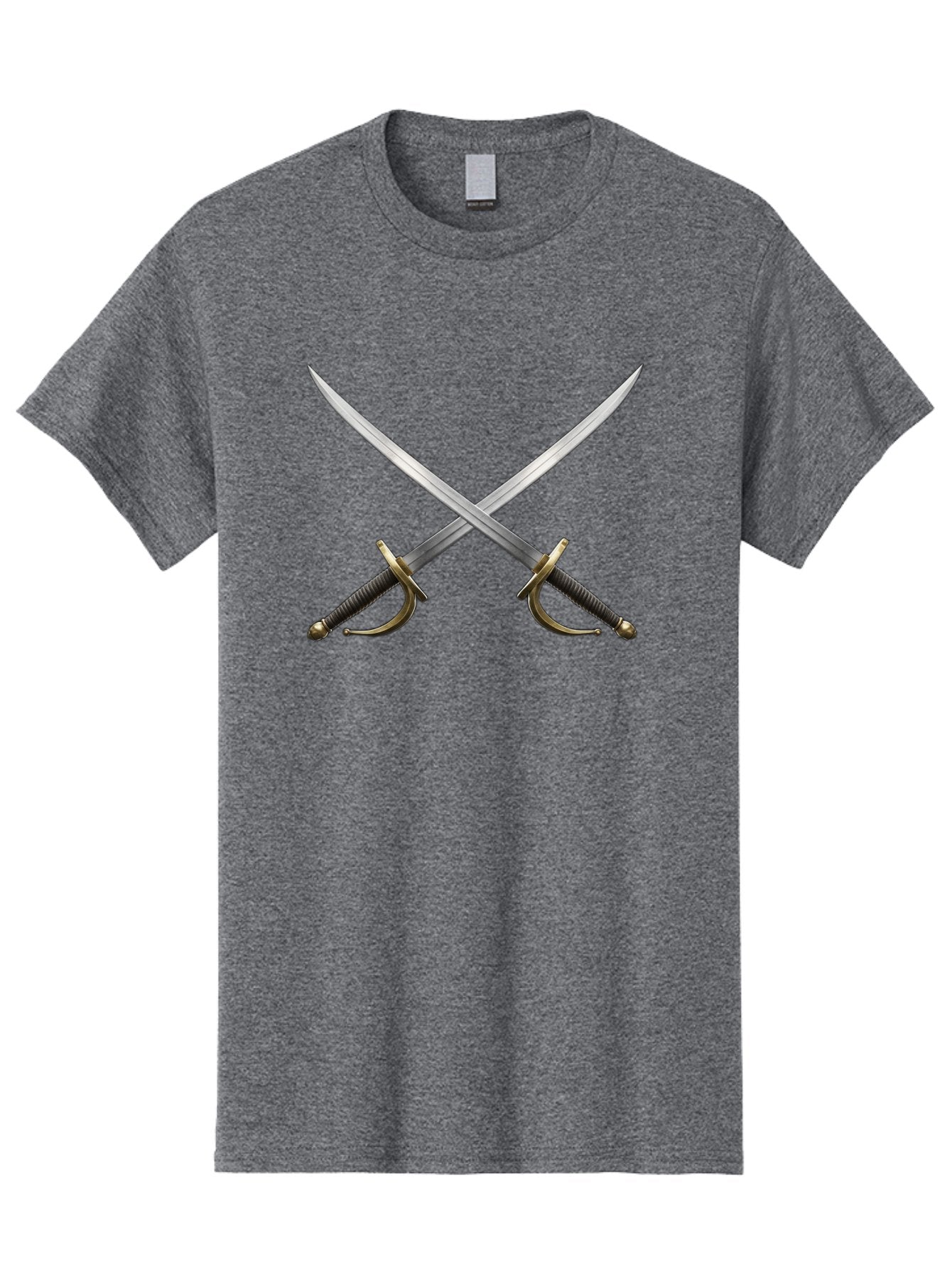 Crossed-Swords Men'S Graphic Tee, 100% Cotton, Comfortable Casual Summer Wear, Machine Washable, Crossed Swords, Sword Fight, Medieval Weapons, Historical Swords, Battle Ready, Sharp Blades, Metal Swords, Historical Warfare, Sword Duel Bac944