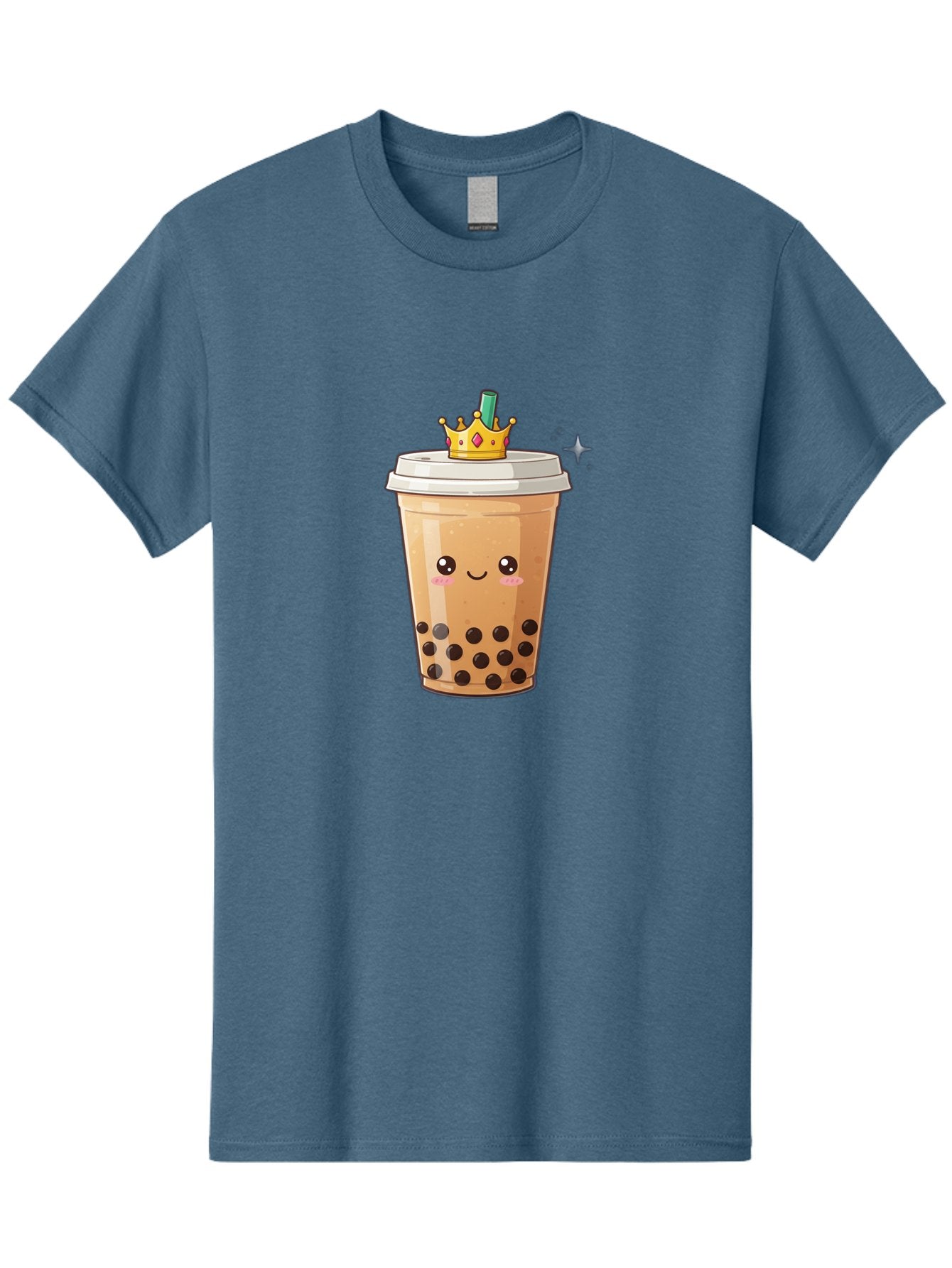 Crown-Bubble-Tea Men'S Graphic Tee, 100% Cotton, Comfortable Casual Summer Wear, Machine Washable, Bubble Tea, Cartoon Style, Kawaii, Smiling Face, Golden Crown, Boba Drink, Tea Cup, Straw, Cute, Fun, Playful, Sweet, Refreshing, Trendy Bac946 14