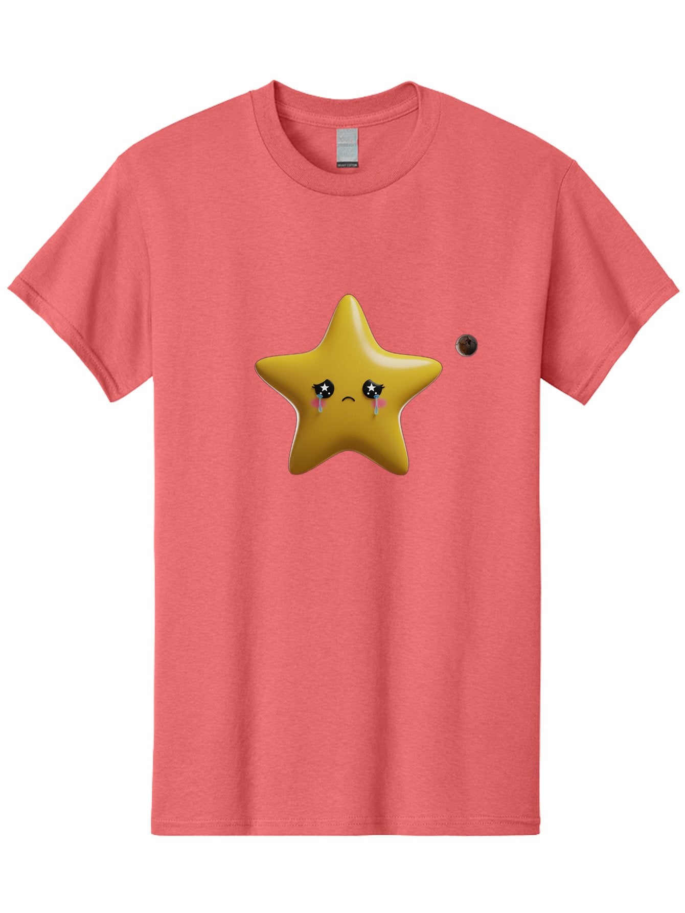 Crying-Star Men'S Graphic Tee, 100% Cotton, Comfortable Casual Summer Wear, Machine Washable, Sad Star, Crying Face, Tears, Sorrowful Expression, Frowning Star, Sorrow, Disappointment, Sadness, Star Emoji Bac949 14