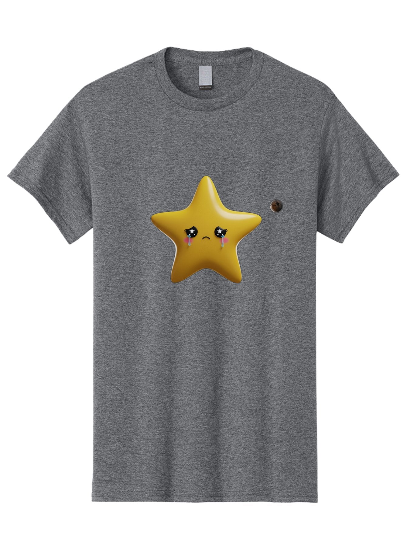 Crying-Star Men'S Graphic Tee, 100% Cotton, Comfortable Casual Summer Wear, Machine Washable, Sad Star, Crying Face, Tears, Sorrowful Expression, Frowning Star, Sorrow, Disappointment, Sadness, Star Emoji Bac949 9