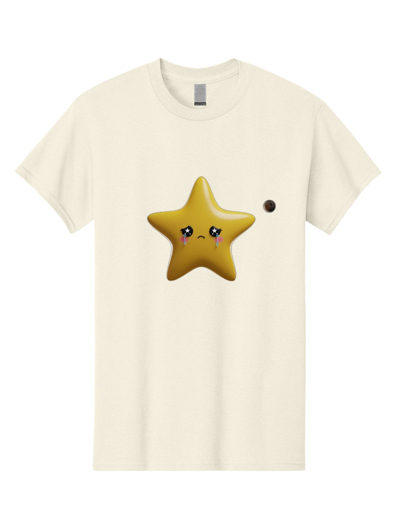 Crying-Star Men'S Graphic Tee, 100% Cotton, Comfortable Casual Summer Wear, Machine Washable, Sad Star, Crying Face, Tears, Sorrowful Expression, Frowning Star, Sorrow, Disappointment, Sadness, Star Emoji Bac949 13