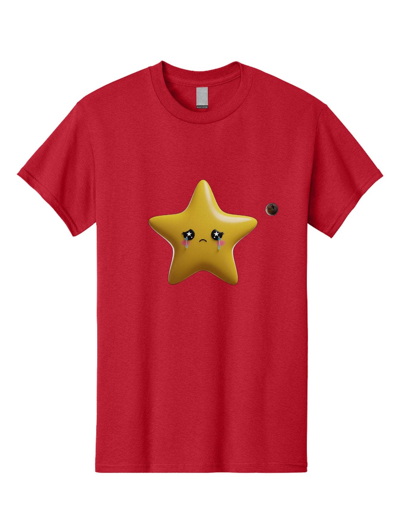 Crying-Star Men'S Graphic Tee, 100% Cotton, Comfortable Casual Summer Wear, Machine Washable, Sad Star, Crying Face, Tears, Sorrowful Expression, Frowning Star, Sorrow, Disappointment, Sadness, Star Emoji Bac949 8