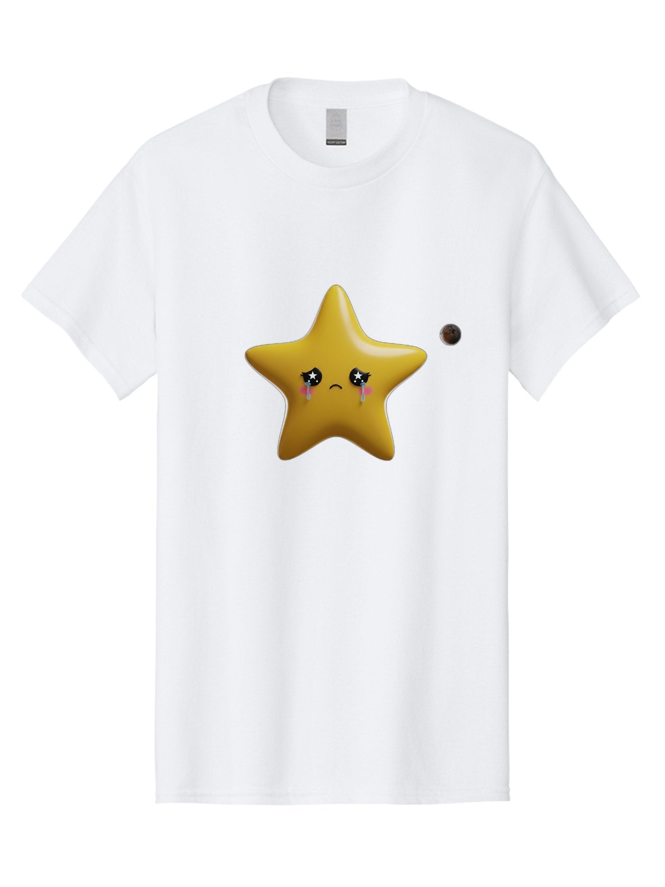 Crying-Star Men'S Graphic Tee, 100% Cotton, Comfortable Casual Summer Wear, Machine Washable, Sad Star, Crying Face, Tears, Sorrowful Expression, Frowning Star, Sorrow, Disappointment, Sadness, Star Emoji Bac949 11