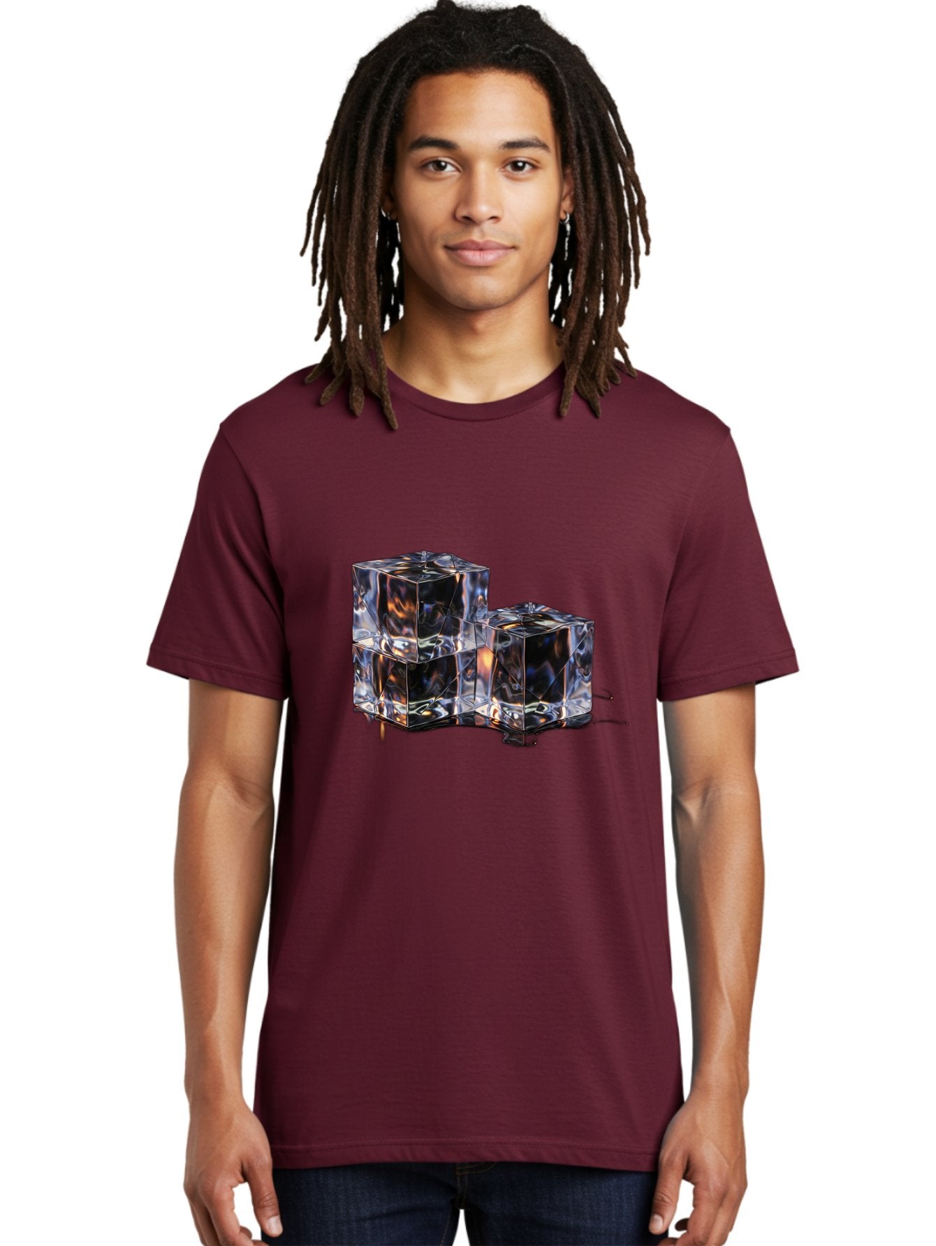Crystal-Cubes Men'S Graphic Tee, 100% Cotton, Comfortable Casual Summer Wear, Machine Washable, Glass Cubes, Transparent Decor, Modern Lighting, Cube-Shaped Lamp, Minimalist Design, Contemporary Style, Sleek Furniture, Geometric Shapes Bac950 23