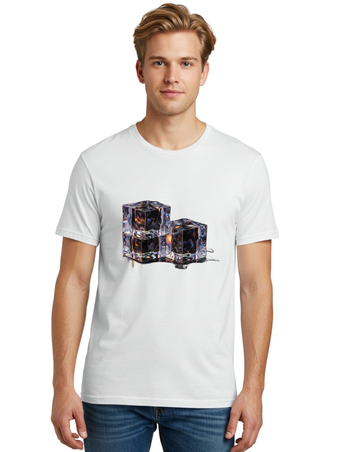 Crystal-Cubes Men'S Graphic Tee, 100% Cotton, Comfortable Casual Summer Wear, Machine Washable, Glass Cubes, Transparent Decor, Modern Lighting, Cube-Shaped Lamp, Minimalist Design, Contemporary Style, Sleek Furniture, Geometric Shapes Bac950 29