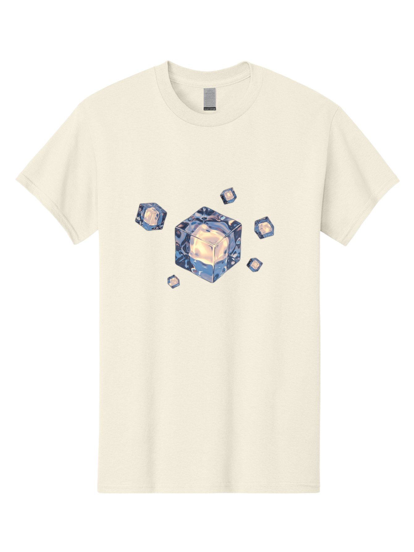 Cube Men'S Graphic Tee, 100% Cotton, Comfortable Casual Summer Wear, Machine Washable, Crystal Cubes, Shiny Surface, Reflective Quality, Blue And White Hues, Floating Cubes, Modern Design, Futuristic Elements, Abstract Composition, Digital Art Bac952 8