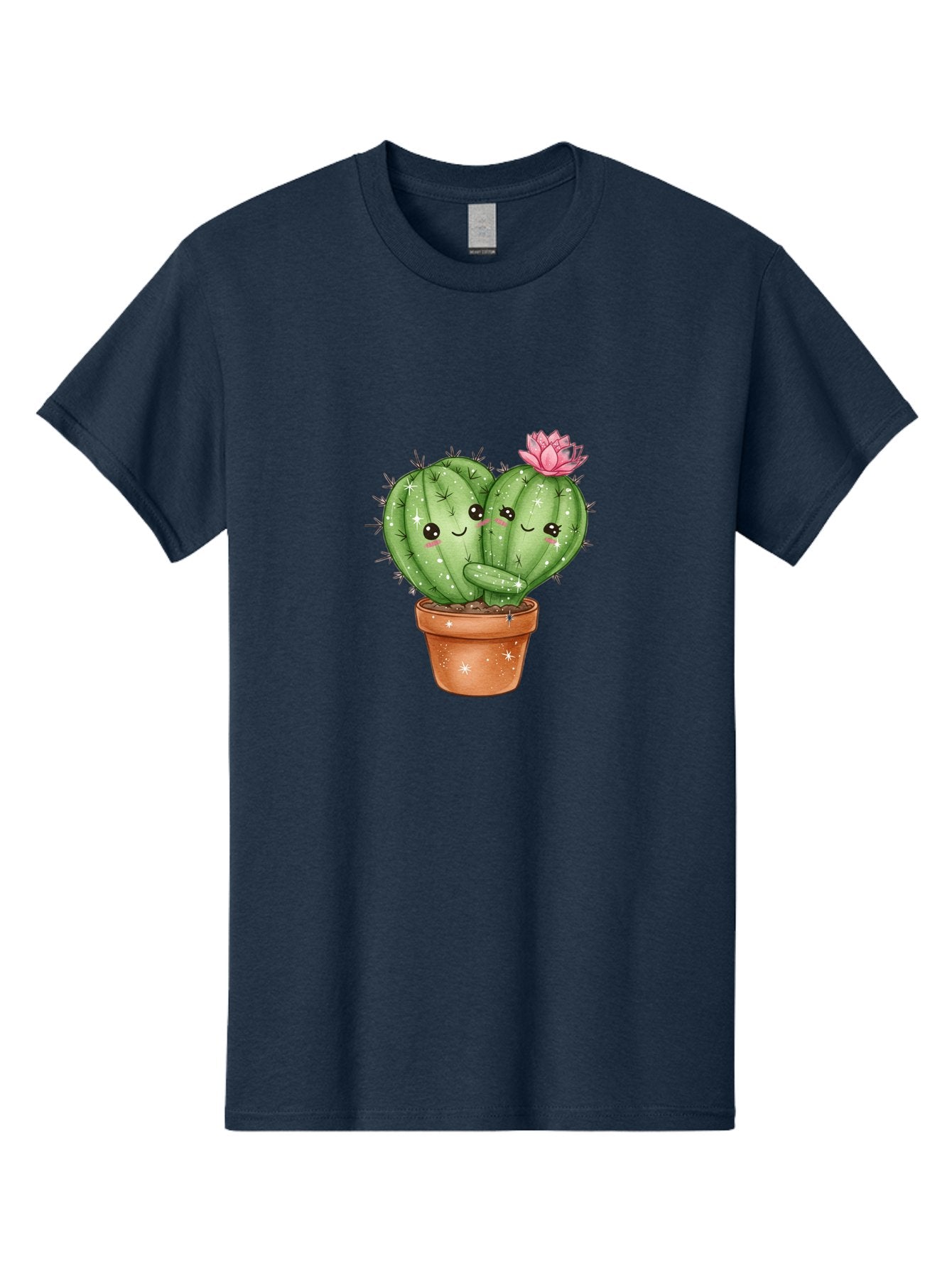 Cuddly-Cactus Men'S Graphic Tee, 100% Cotton, Comfortable Casual Summer Wear, Machine Washable, Cute Cacti, Cuddling Cacti, Cartoon Cactus, Adorable Plants, Potted Cactus, Pink Flower, Smiling Faces, Kawaii Art, Cactus Love, Cartoon Hearts, Bac954 14