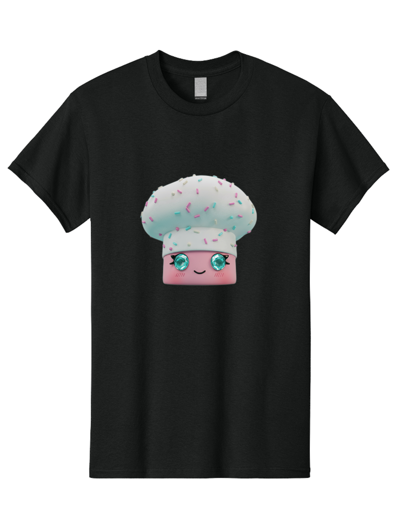 Cup-Cake Men'S Graphic Tee, 100% Cotton, Comfortable Casual Summer Wear, Machine Washable, Smiling Cupcake, Cute Treats, Sweet Tooth, Pastel Colors, Gemstone Eyes, Cartoon Character, Bakery Delight, Dessert Love, Whimsical Design, Bac955 3