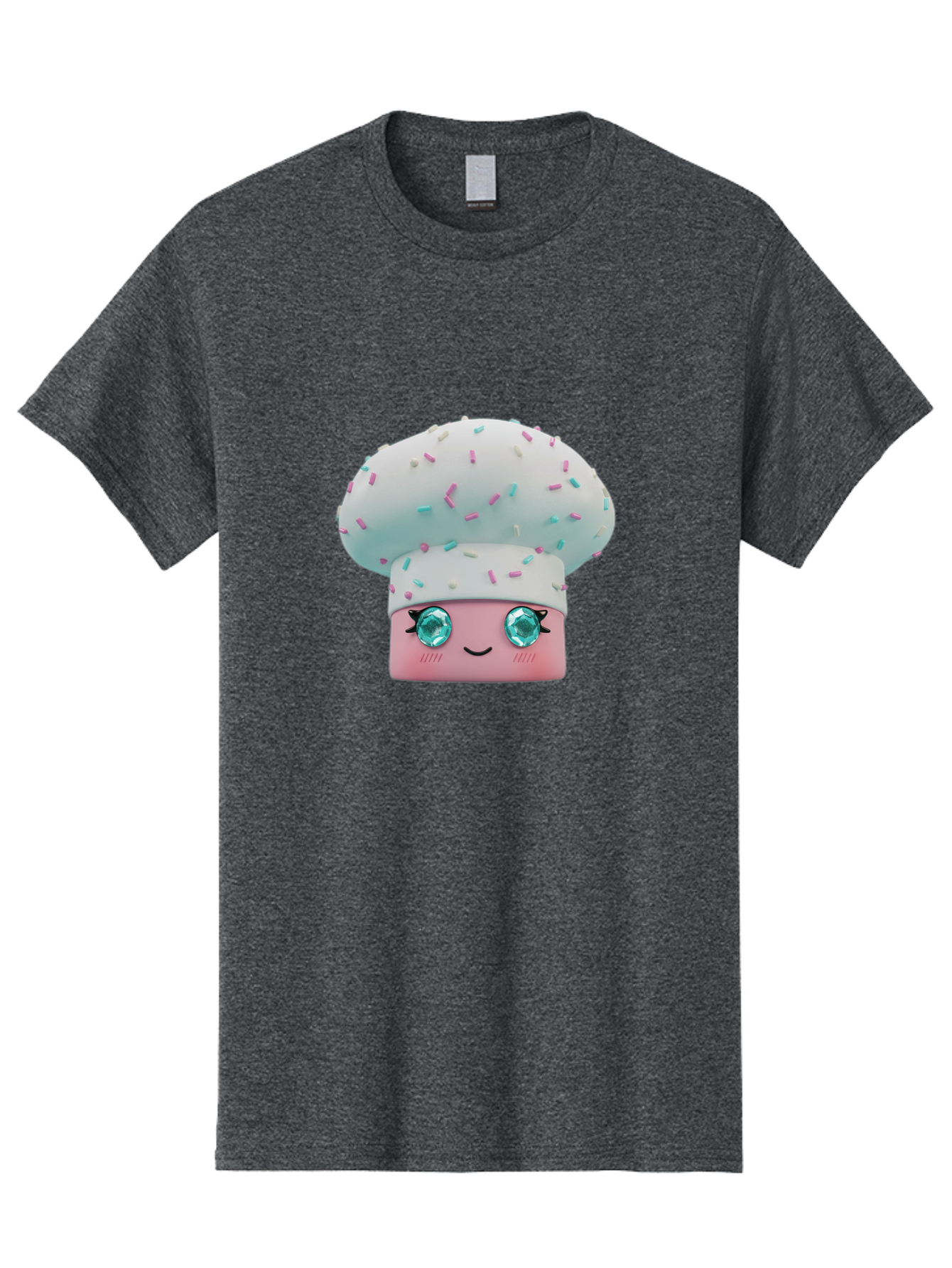 Cup-Cake Men'S Graphic Tee, 100% Cotton, Comfortable Casual Summer Wear, Machine Washable, Smiling Cupcake, Cute Treats, Sweet Tooth, Pastel Colors, Gemstone Eyes, Cartoon Character, Bakery Delight, Dessert Love, Whimsical Design, Bac955 8