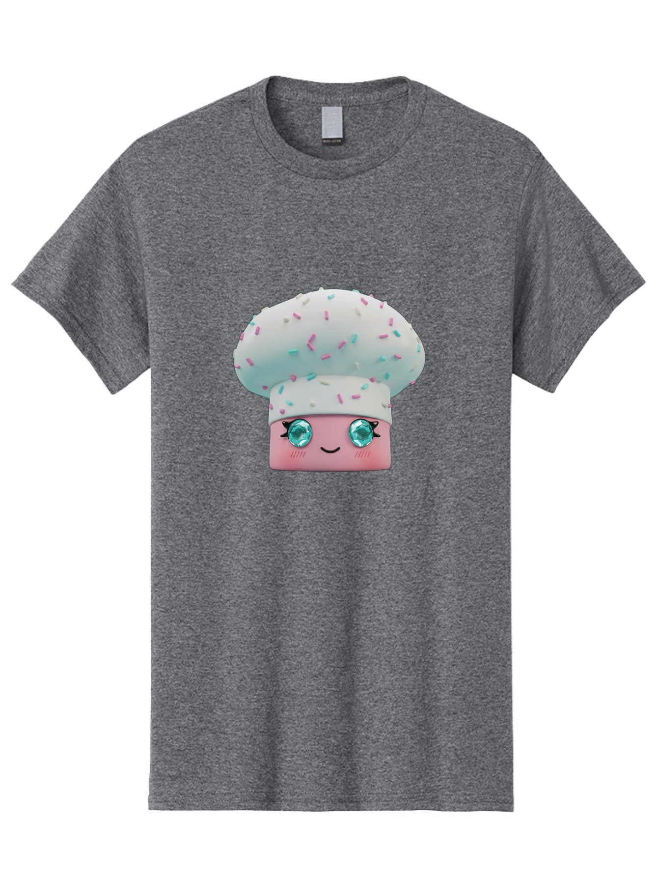 Cup-Cake Men'S Graphic Tee, 100% Cotton, Comfortable Casual Summer Wear, Machine Washable, Smiling Cupcake, Cute Treats, Sweet Tooth, Pastel Colors, Gemstone Eyes, Cartoon Character, Bakery Delight, Dessert Love, Whimsical Design, Bac955 14