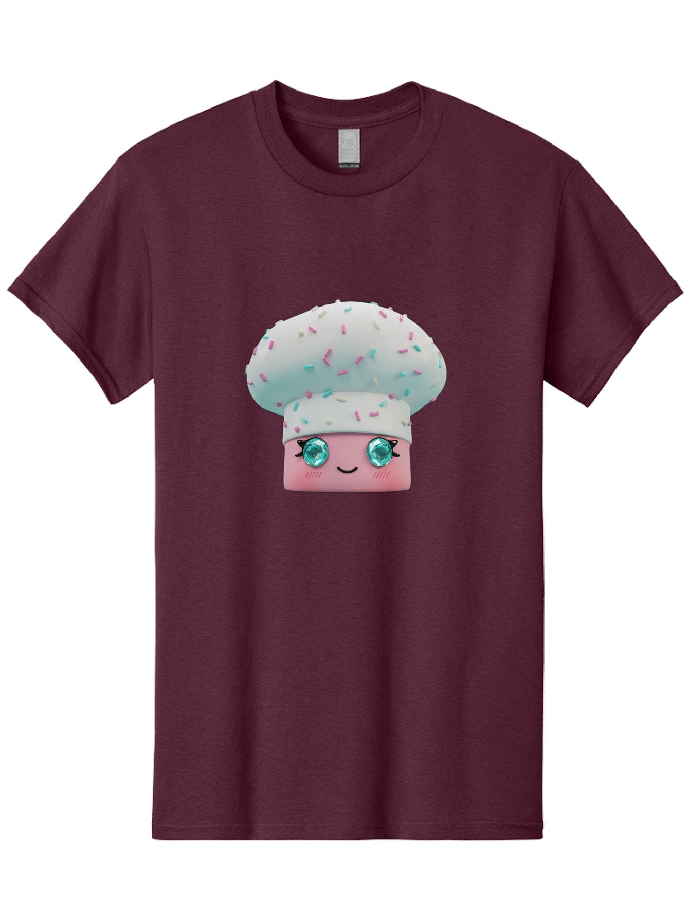 Cup-Cake Men'S Graphic Tee, 100% Cotton, Comfortable Casual Summer Wear, Machine Washable, Smiling Cupcake, Cute Treats, Sweet Tooth, Pastel Colors, Gemstone Eyes, Cartoon Character, Bakery Delight, Dessert Love, Whimsical Design, Bac955 13
