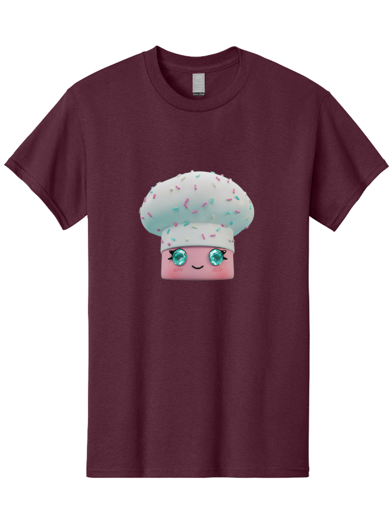 Cup-Cake Men'S Graphic Tee, 100% Cotton, Comfortable Casual Summer Wear, Machine Washable, Smiling Cupcake, Cute Treats, Sweet Tooth, Pastel Colors, Gemstone Eyes, Cartoon Character, Bakery Delight, Dessert Love, Whimsical Design, Bac955 15