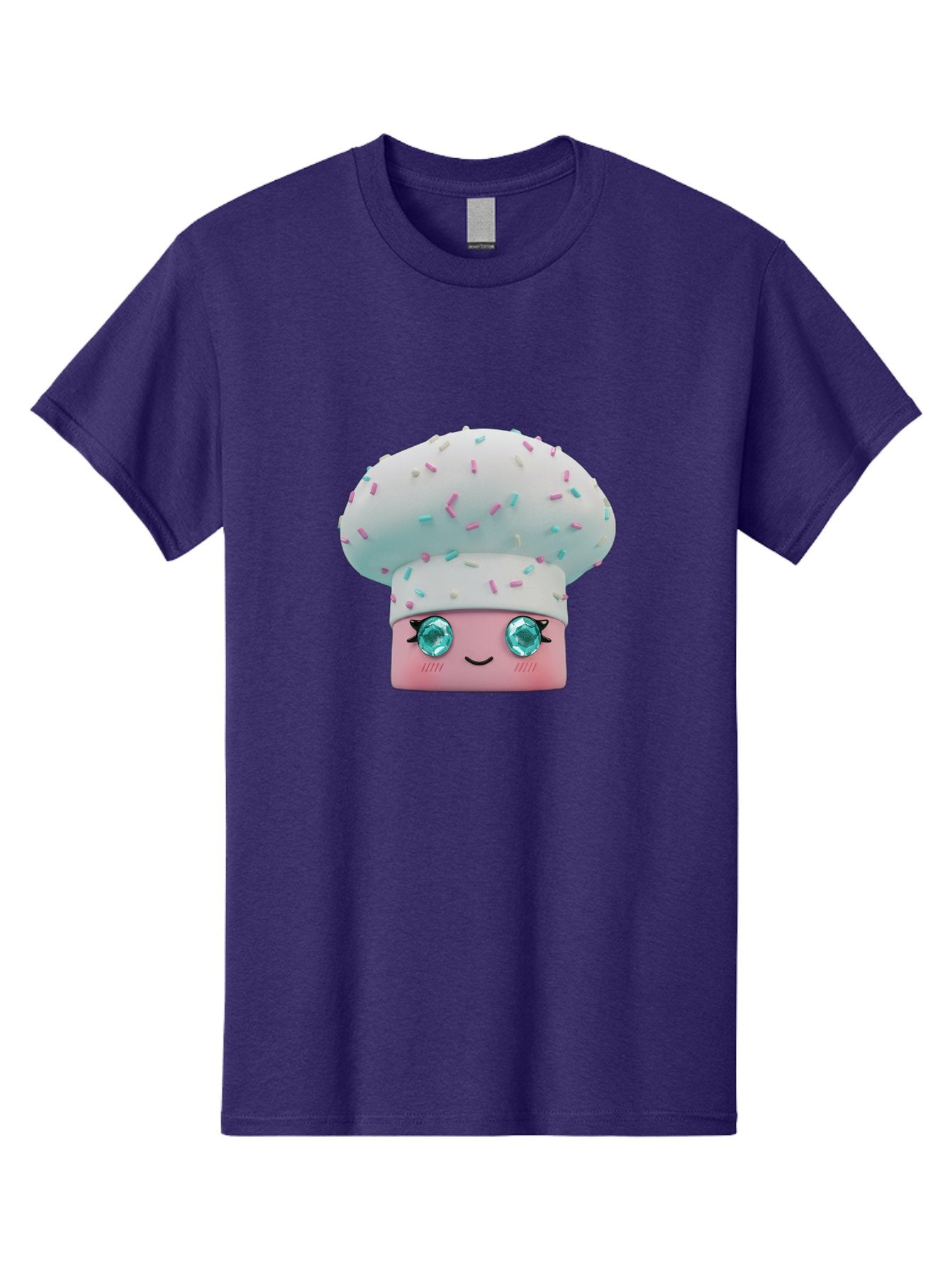 Cup-Cake Men'S Graphic Tee, 100% Cotton, Comfortable Casual Summer Wear, Machine Washable, Smiling Cupcake, Cute Treats, Sweet Tooth, Pastel Colors, Gemstone Eyes, Cartoon Character, Bakery Delight, Dessert Love, Whimsical Design, Bac955 6